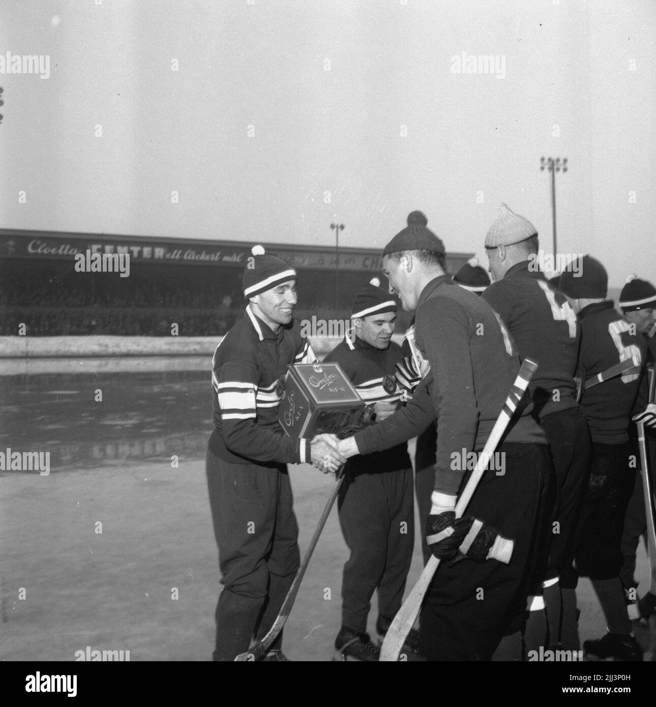 Bandy Närke - Russland.26 Februar 1959. Stockfoto