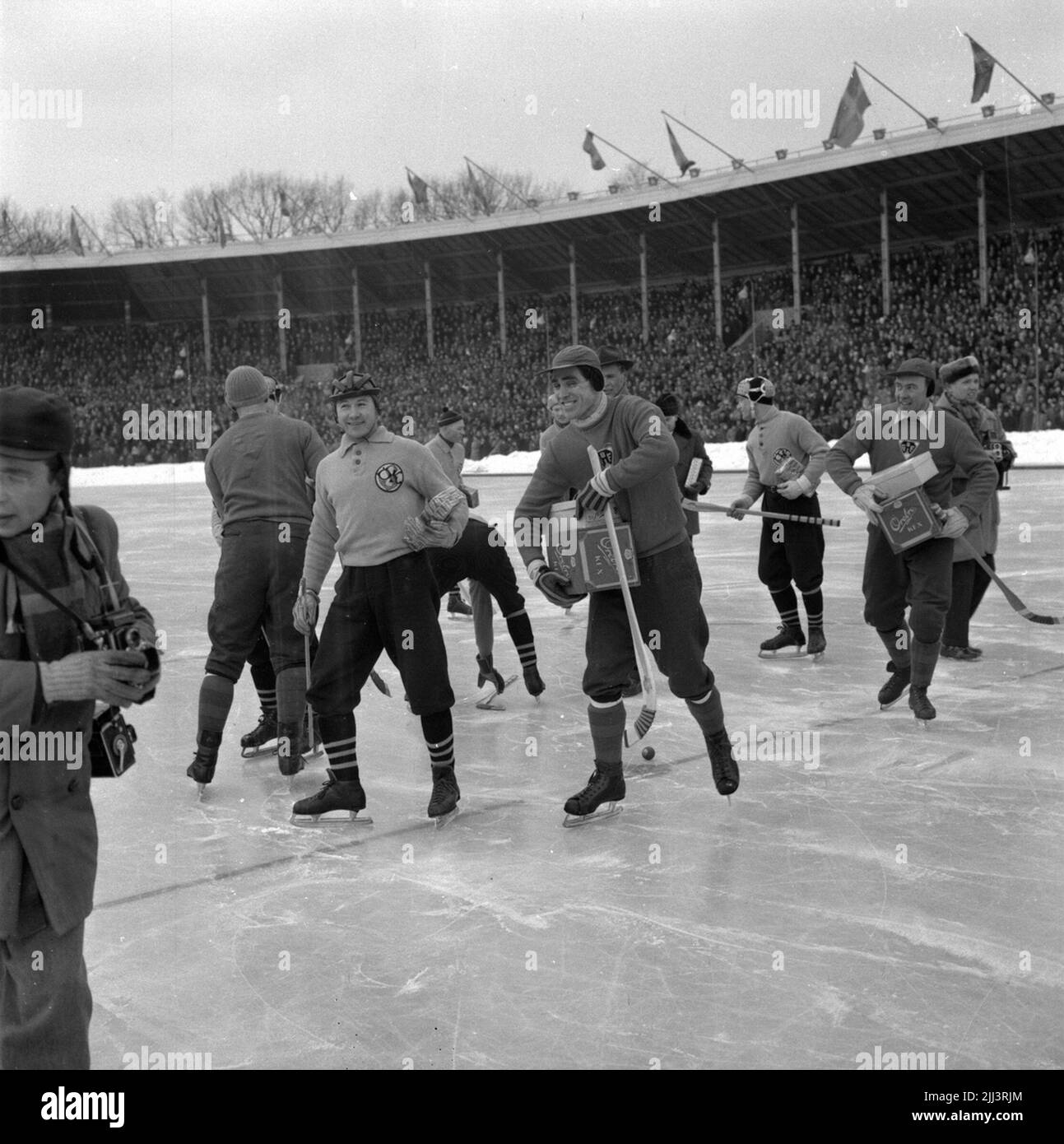 ÖSK - Bollnäs. Stadion.12 Februar 1956. Stockfoto