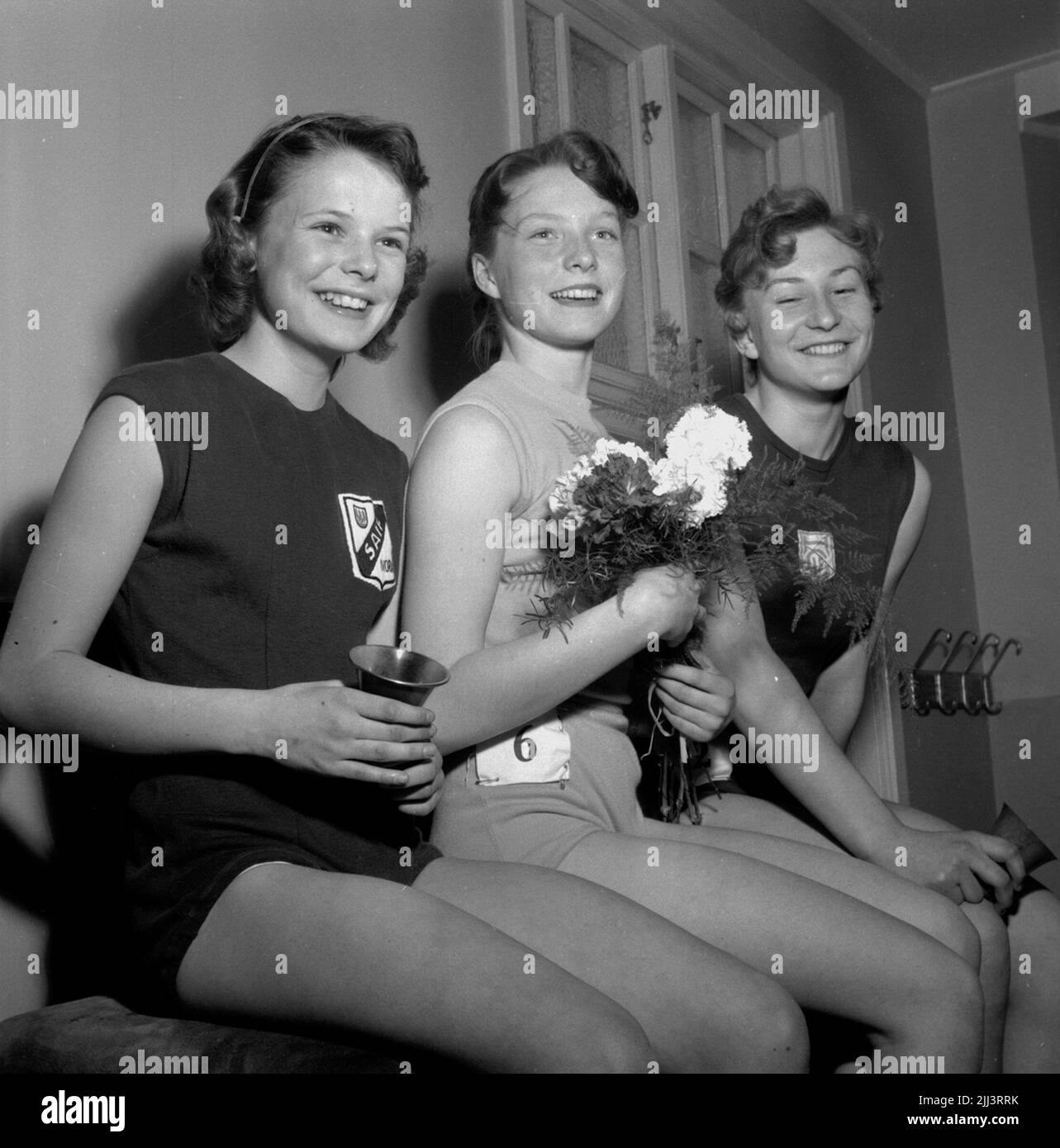 DM in Gymnastik für Frauen.April 1956. Stockfoto