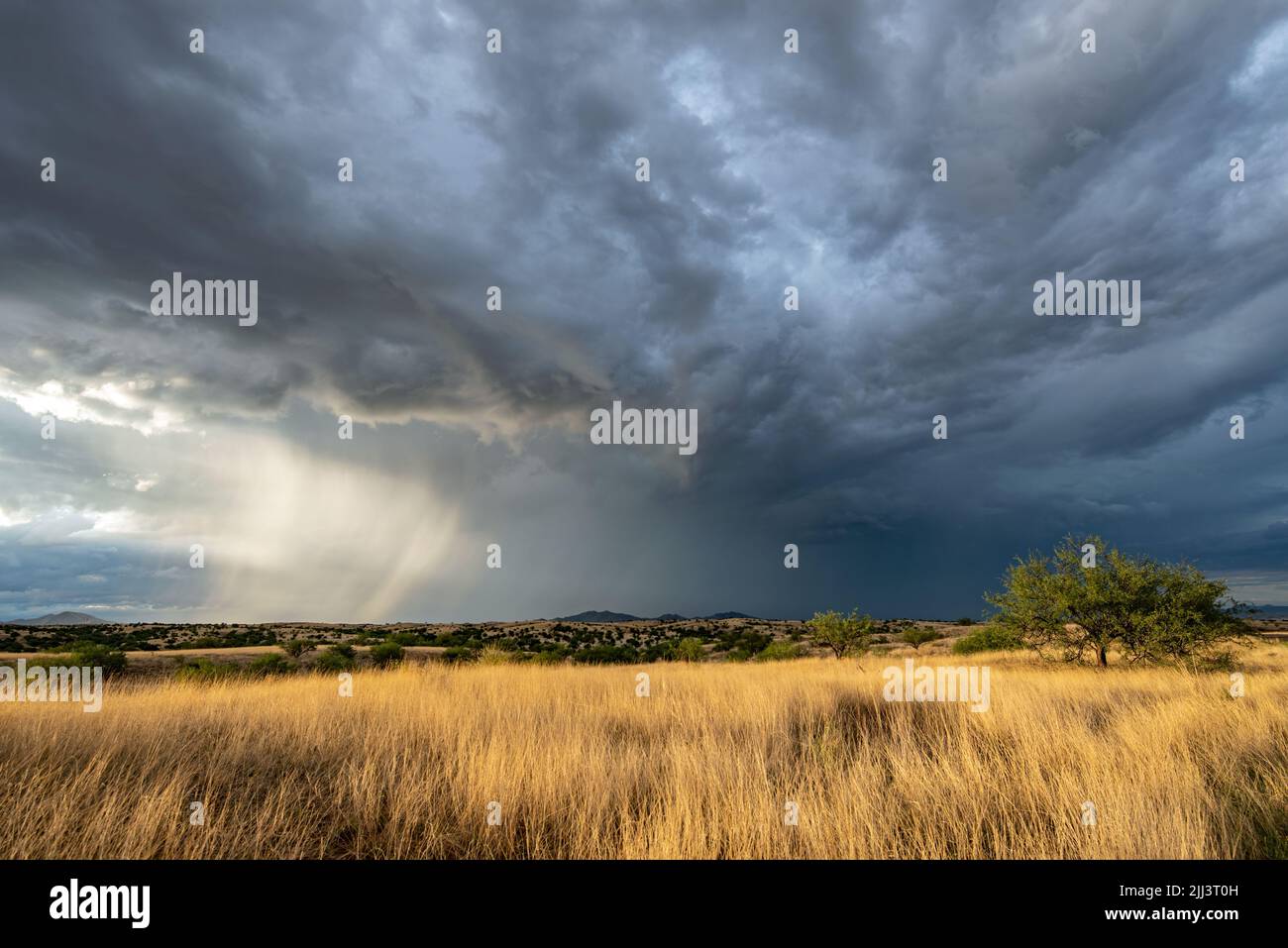 Monsunsturm über hügeligen Hügeln Stockfoto