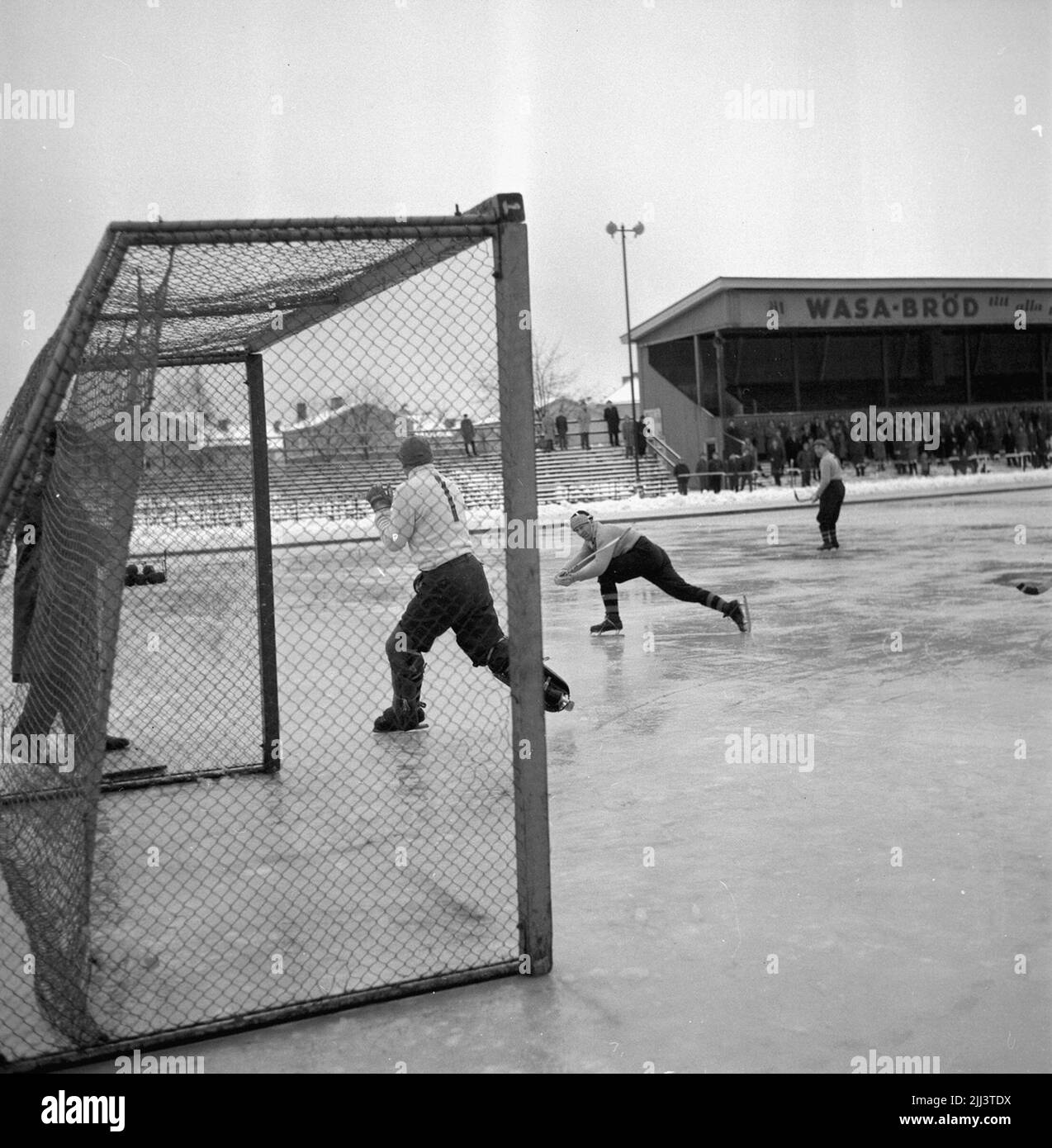 Bandy ÖSK-Västerstrand.november 1956. Stockfoto