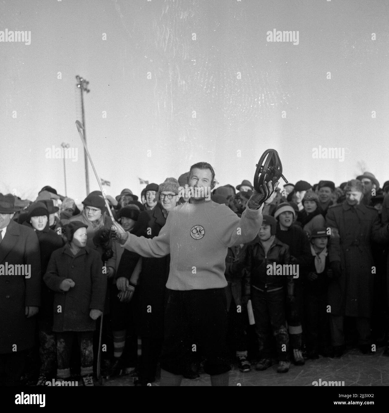 Bandy ÖSK-Västerås. 26. Januar 1959. Stockfoto