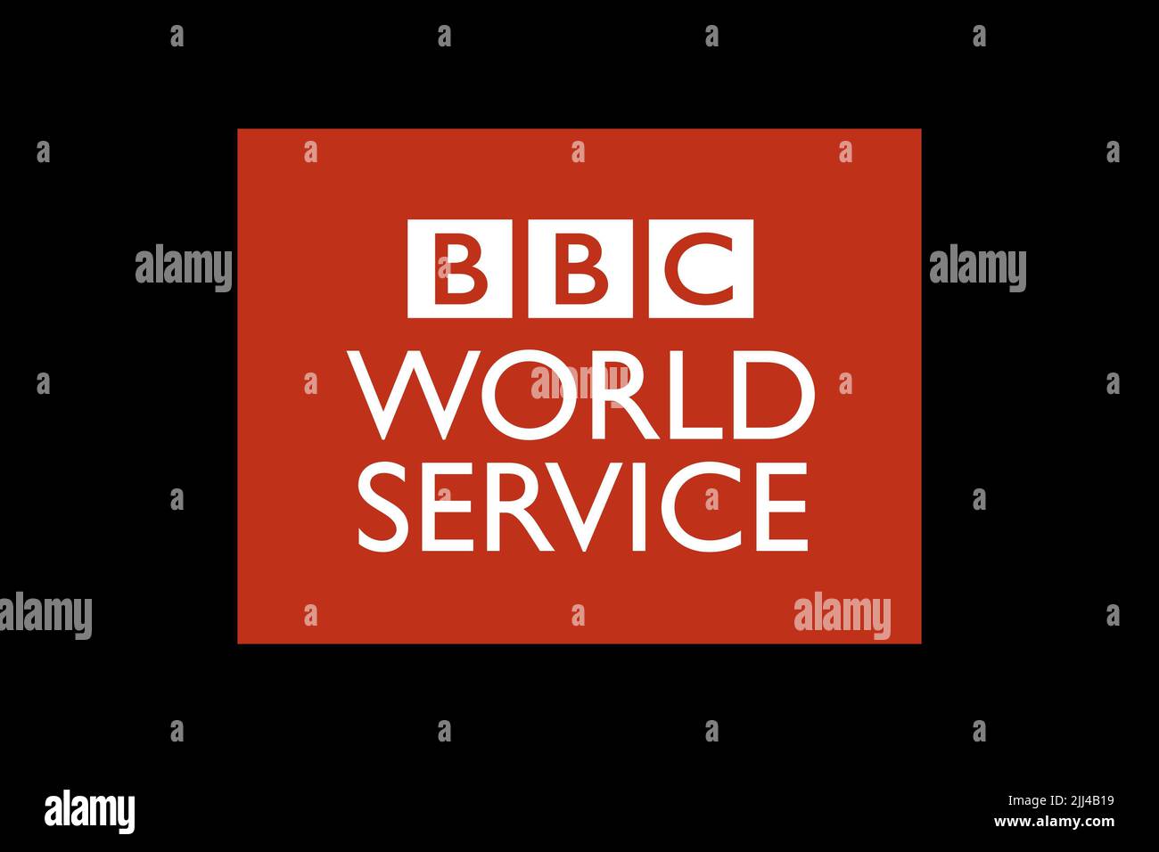 BBC World Service, Logo, schwarzer Hintergrund Stockfoto