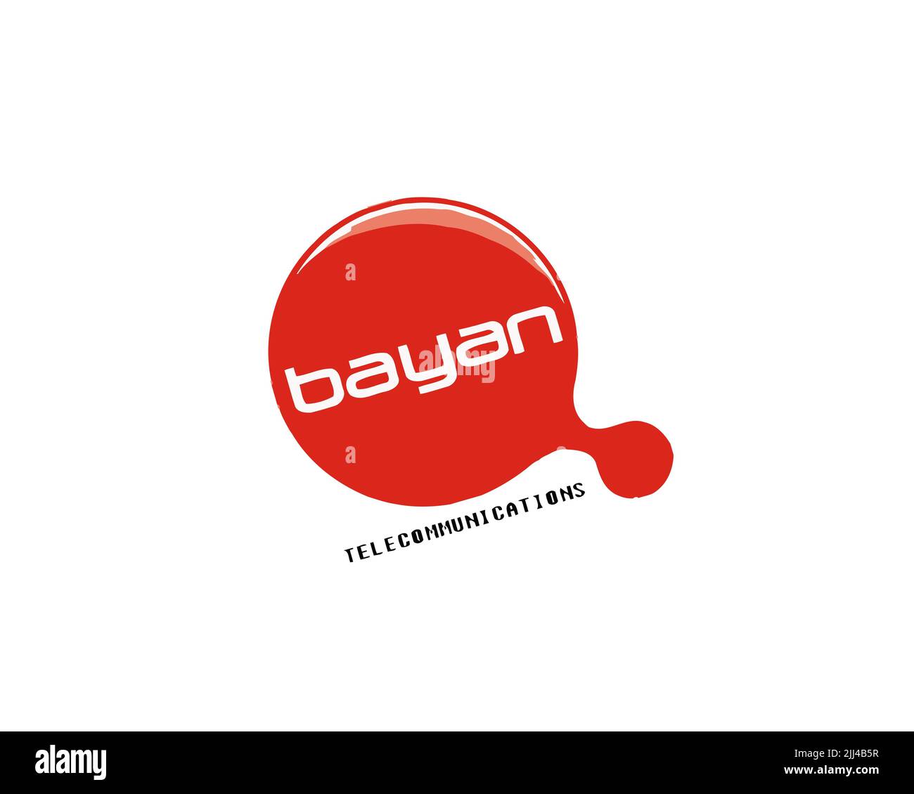 Bayan Telecommunications, gedrehtes Logo, weißer Hintergrund Stockfoto