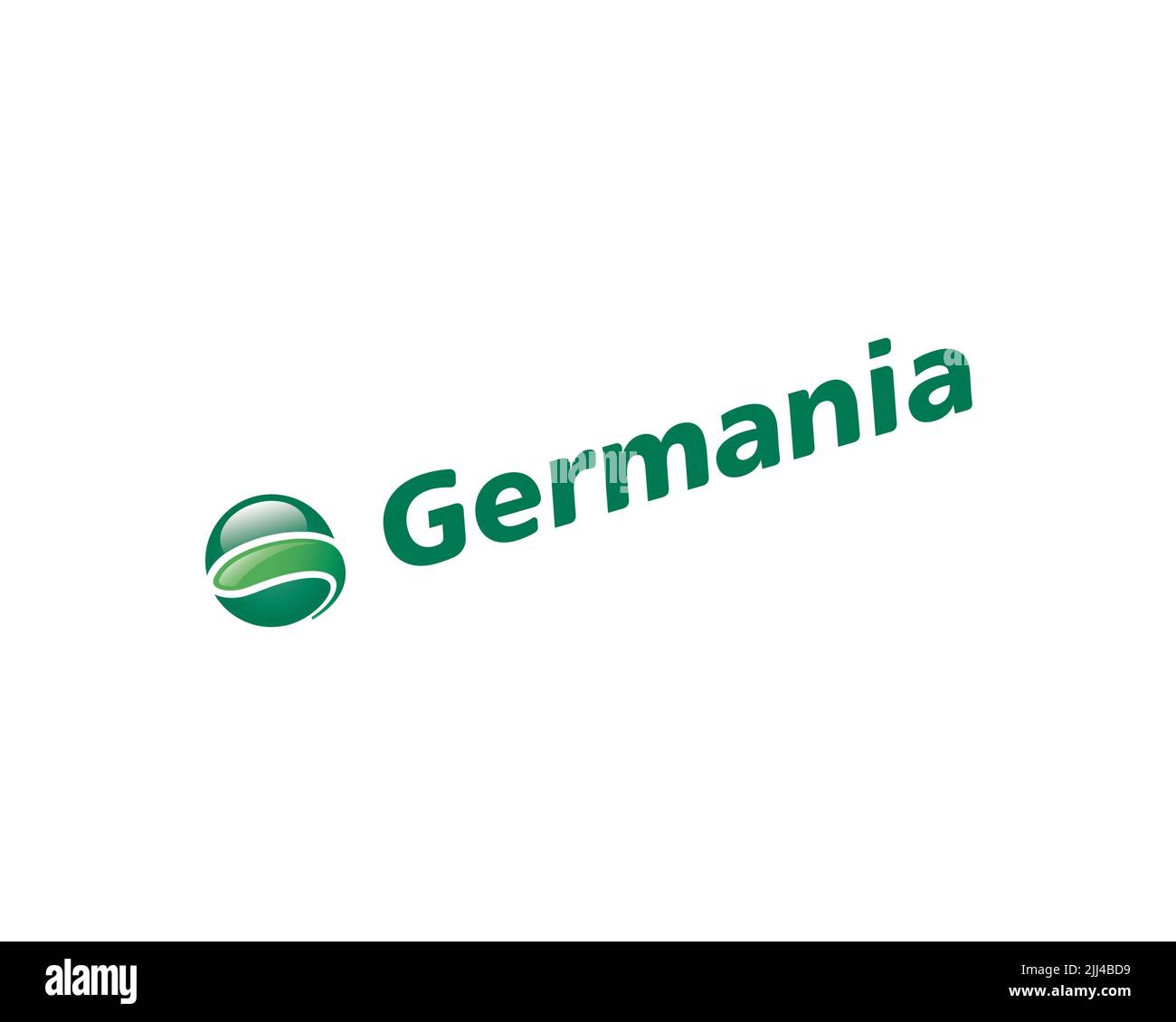 Germania Airline, gedrehtes Logo, Weisser Hintergrund Stockfoto