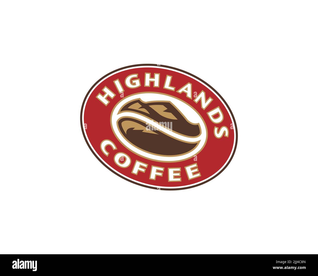 Highlands Coffee, gedrehtes Logo, weißer Hintergrund B Stockfoto