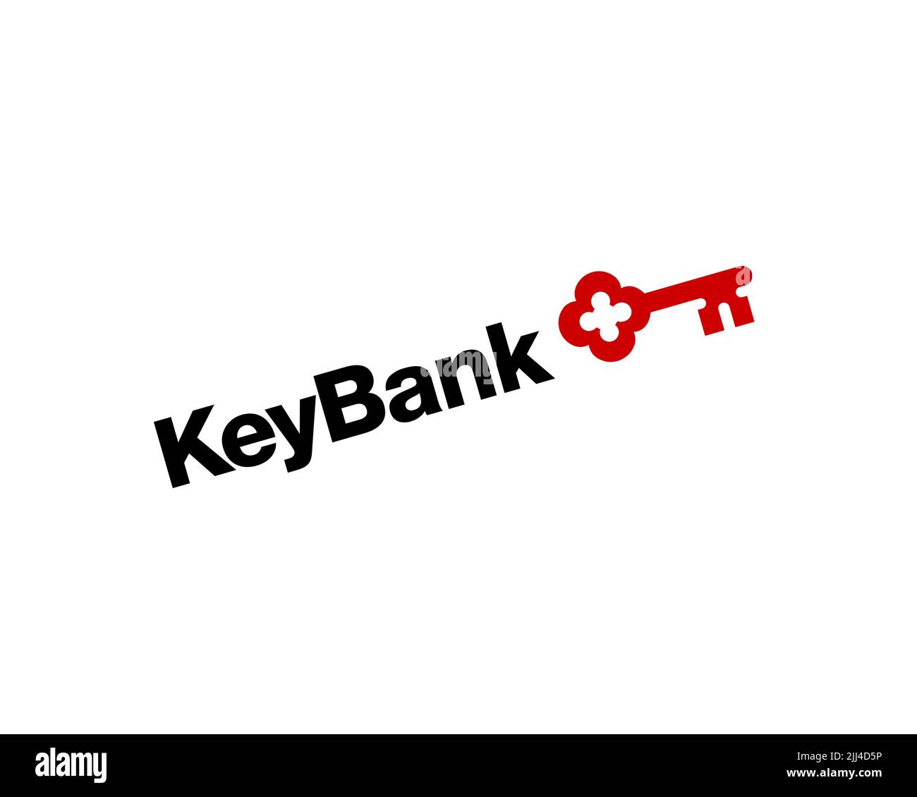KeyBank, gedrehtes Logo, weißer Hintergrund Stockfoto