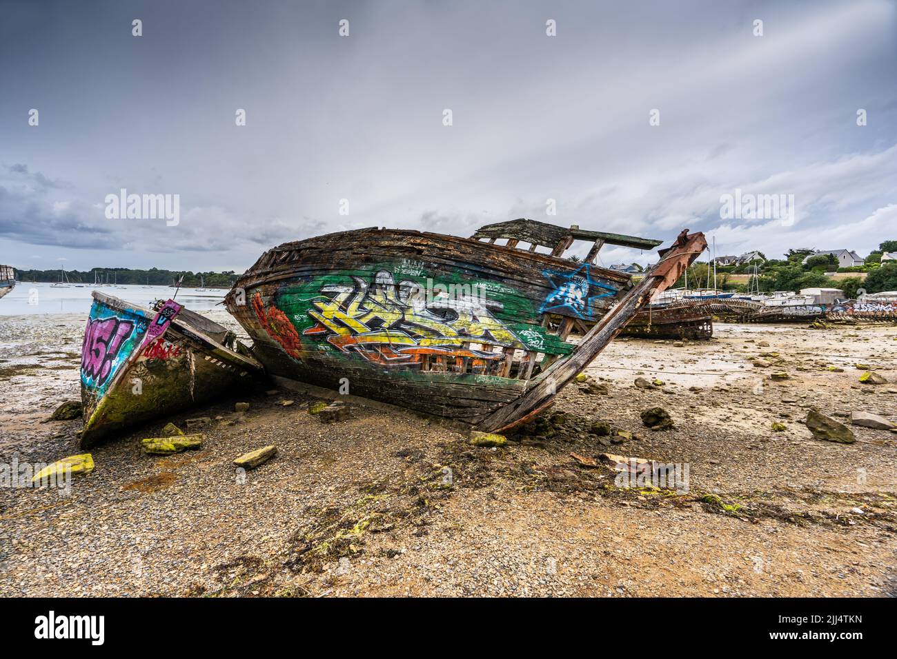 Bootsfriedhof in der Bretagne (Frankreich) Stockfoto
