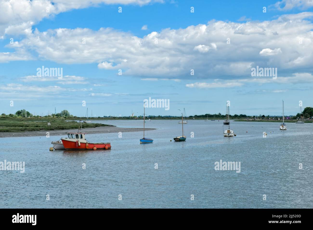 Blick von Maldon aus auf die Schwarzwassermündung Stockfoto