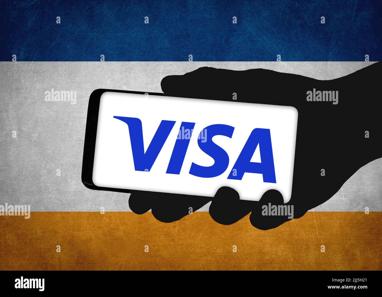 Logo des Visa-Unternehmens auf dem Mobilgerät Stockfoto