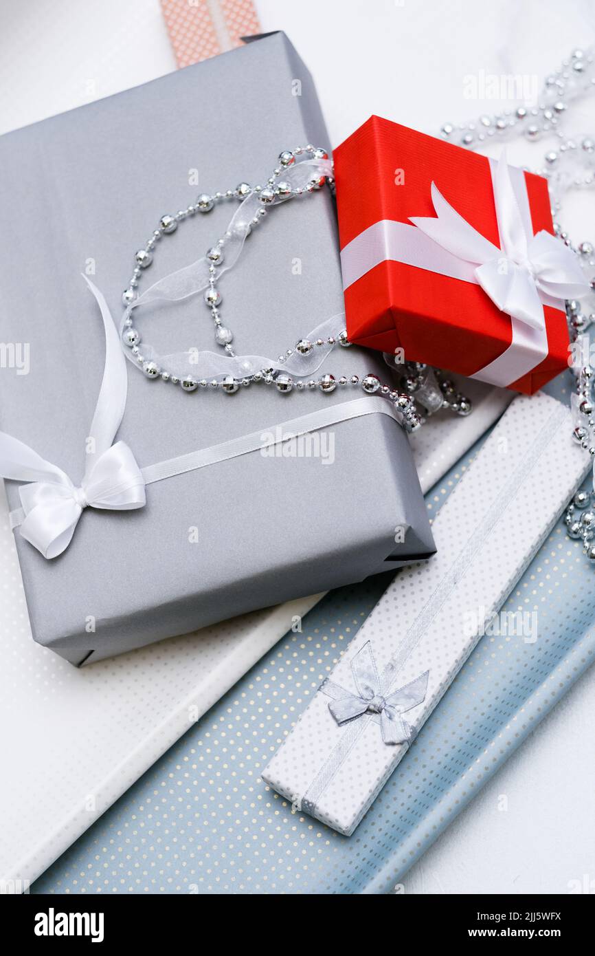 Geschenke Auswahl Weihnachten Auswahl Geschenke Stockfoto