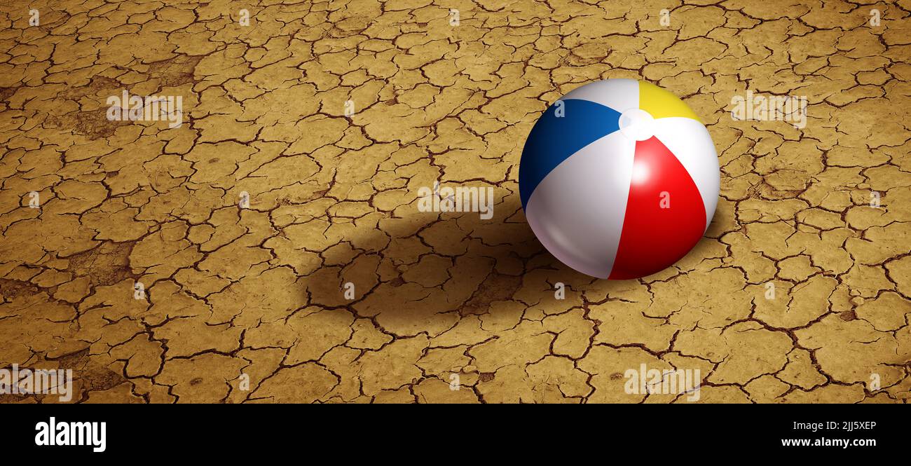 Sommerhitze Welle oder Hitzewelle und heißes Wetter mit steigenden Temperaturen und extremen Temperaturen, die zu einer Dürre als Naturkatastrophe in einem 3D-Grad-Celsius-Klima führen Stockfoto