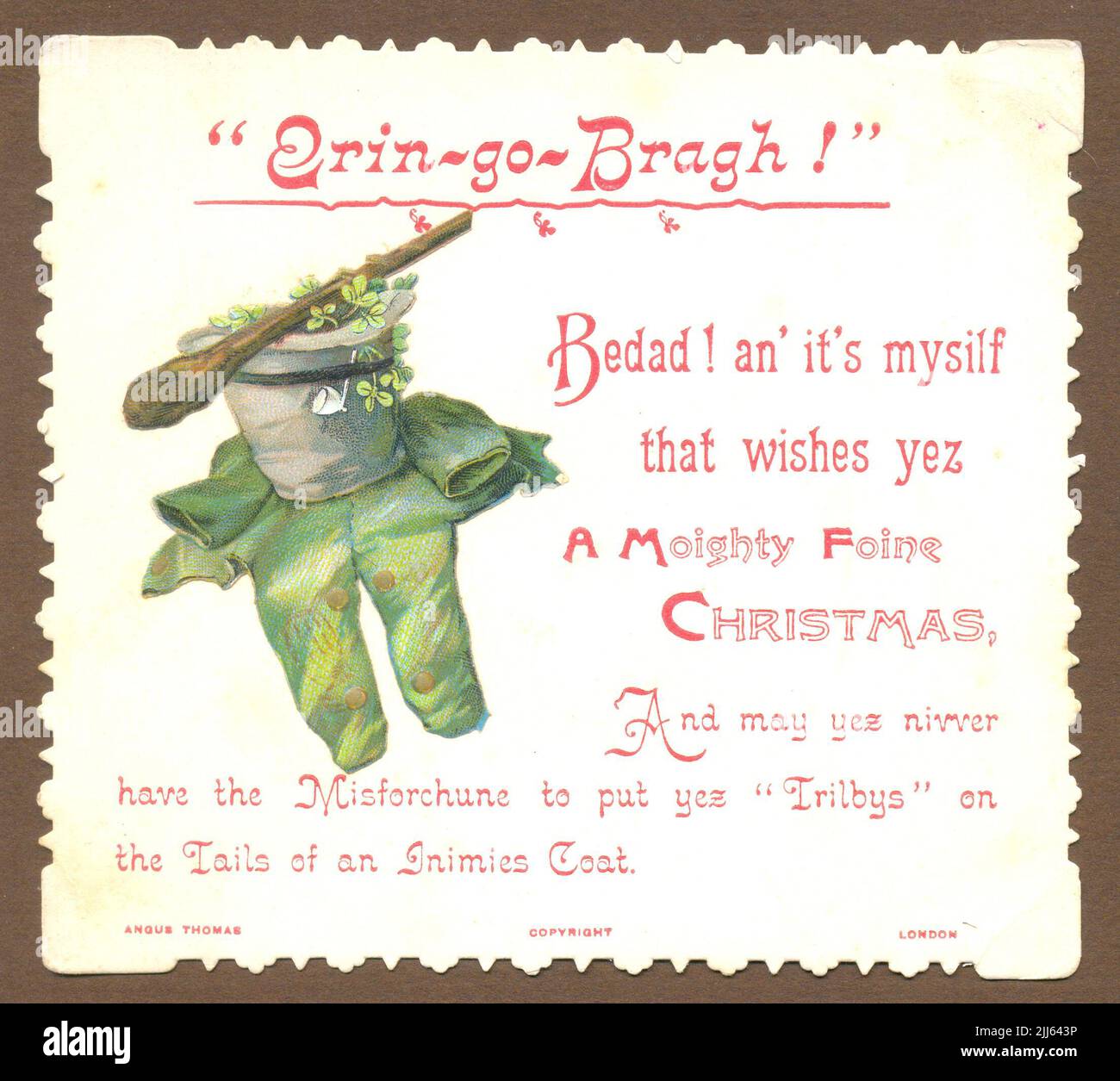 Weihnachtskarte mit dem Titel „Erin-go-Bragh!“ Herausgegeben von Angus Thomas um 1896 Stockfoto