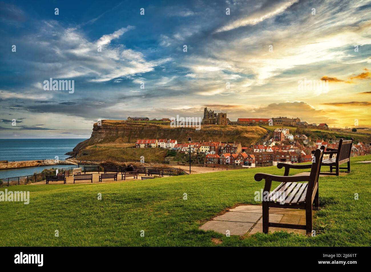 Whitby an der Nordostküste Englands. Stockfoto