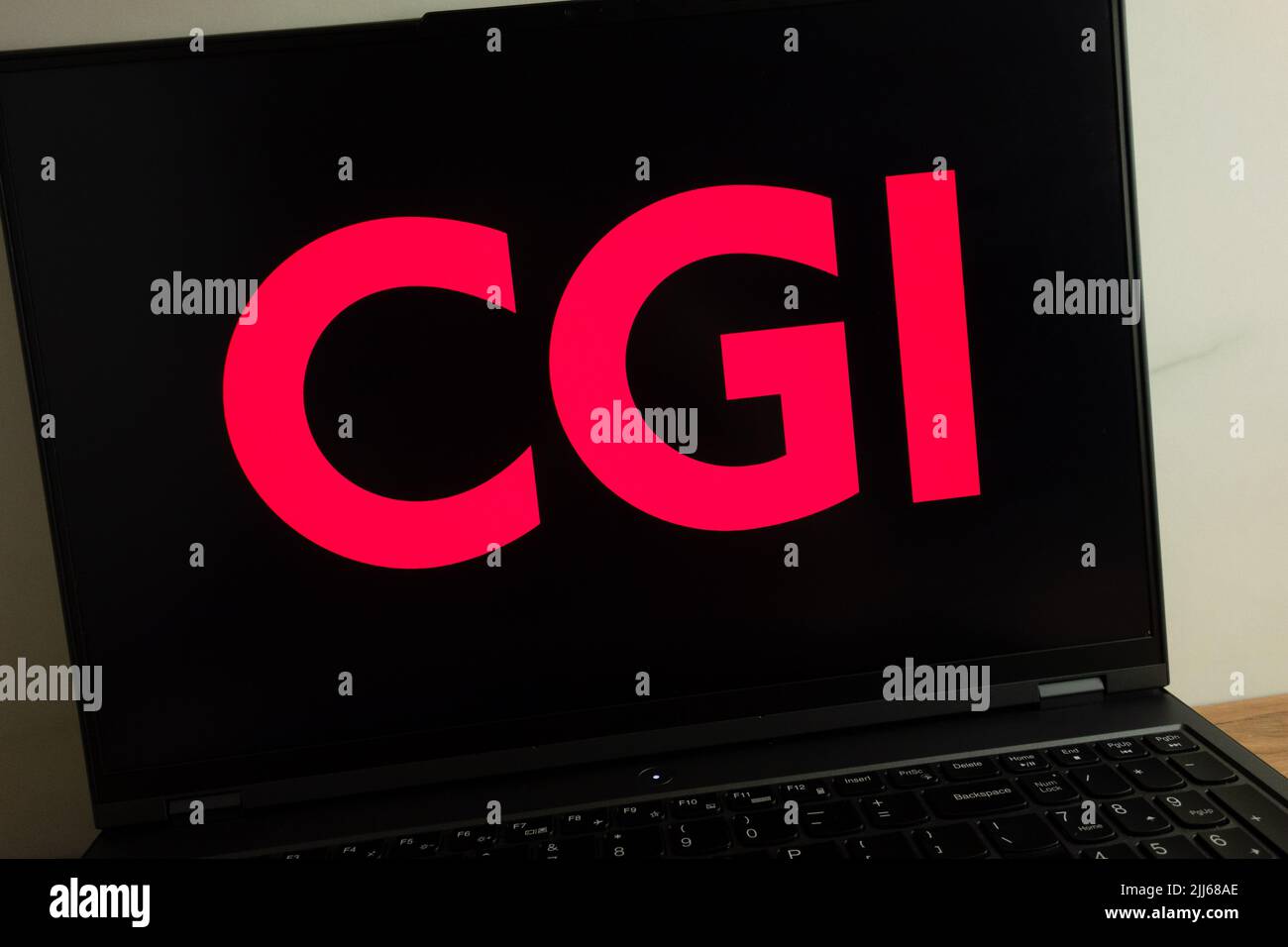 KONSKIE, POLEN - 21. Juli 2022: Logo des IT-Beratungsunternehmens von CGI Inc. Auf dem Bildschirm eines Laptops Stockfoto