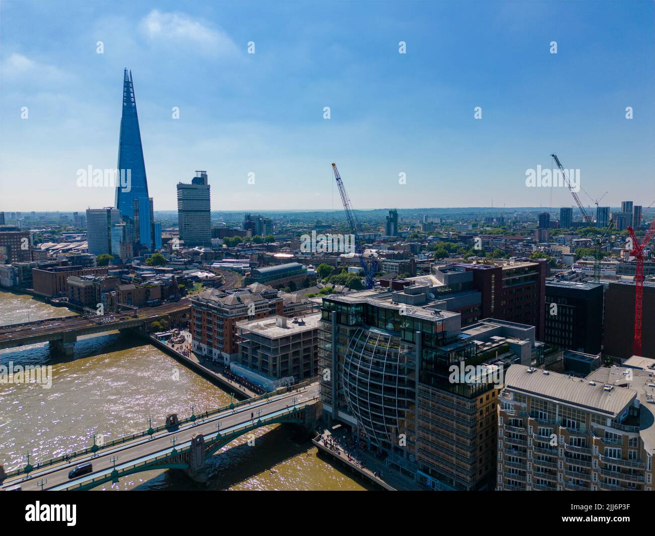 Luftaufnahme von Gebäuden auf der Londoner Bankside UK Stockfoto