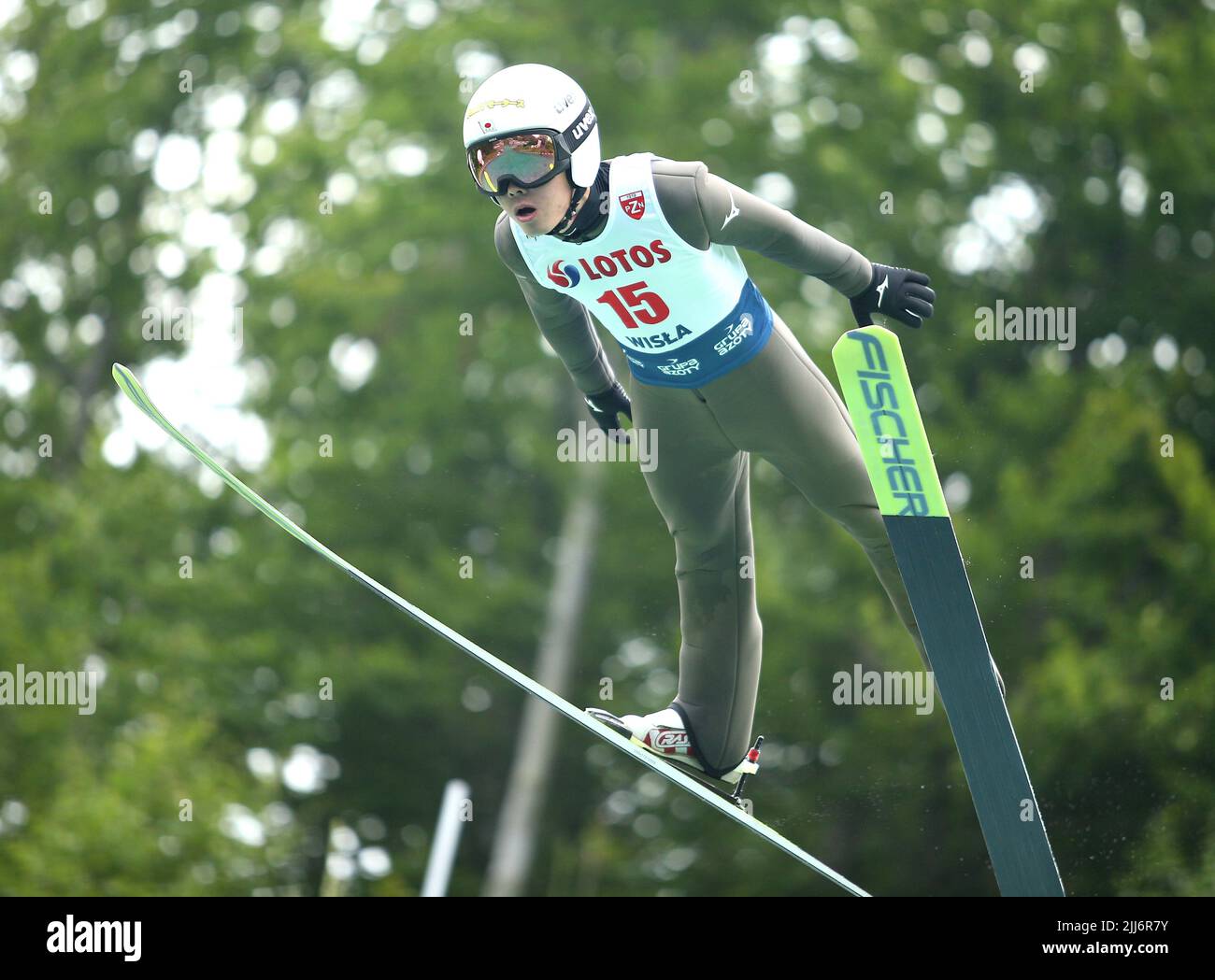 Wisla, Polen. 23.. Juli 2022. Shinnosuke Fujita beim Einzelwettbewerb des FIS Ski Jumping Summer Grand Prixp in Wisla. (Foto von Damian Klamka/SOPA Images/Sipa USA) Quelle: SIPA USA/Alamy Live News Stockfoto
