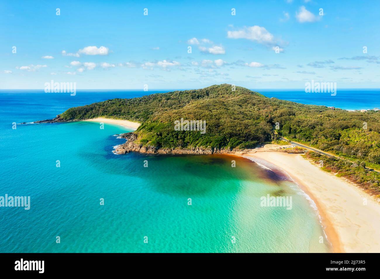 Seagull poing shelly Beach und Elisabeth Beach an der Pazifikküste Australiens - unberührtes tropisches Urlaubsziel. Stockfoto