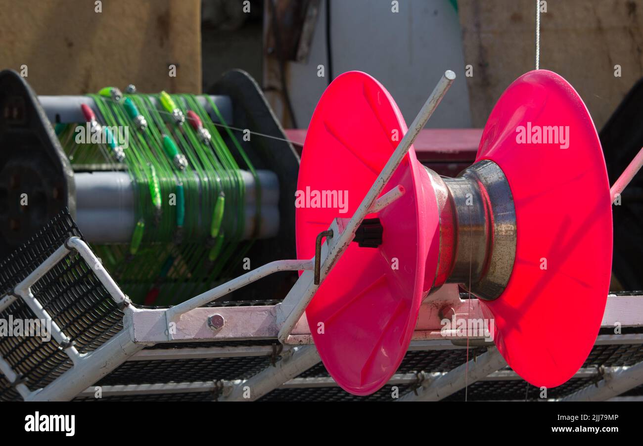 Bunte Tintenfisch Jigging Maschine Stockfoto