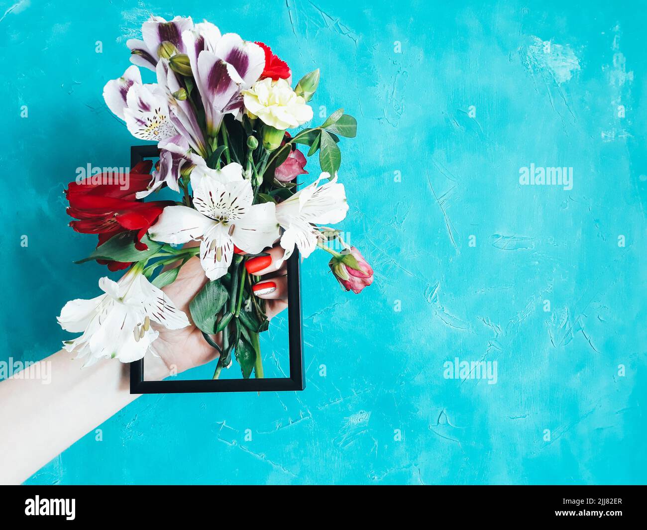 Floristik Kunst Bunte Blumenstrauß Arrangement Stockfoto