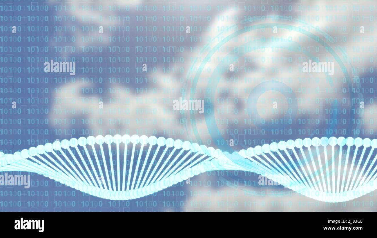 Digital DAN Hintergrund mit digitalen Kreisen und Linien. Konzept für die medizinische und medizinische Versorgung. Stockfoto