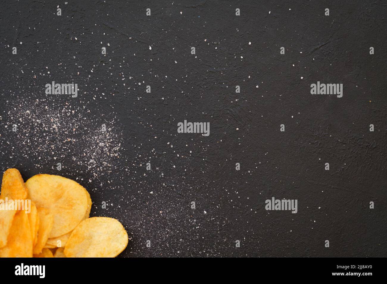 Chips Lebensmittel Hintergrund Kartoffel salzig knackige Scheiben Stockfoto