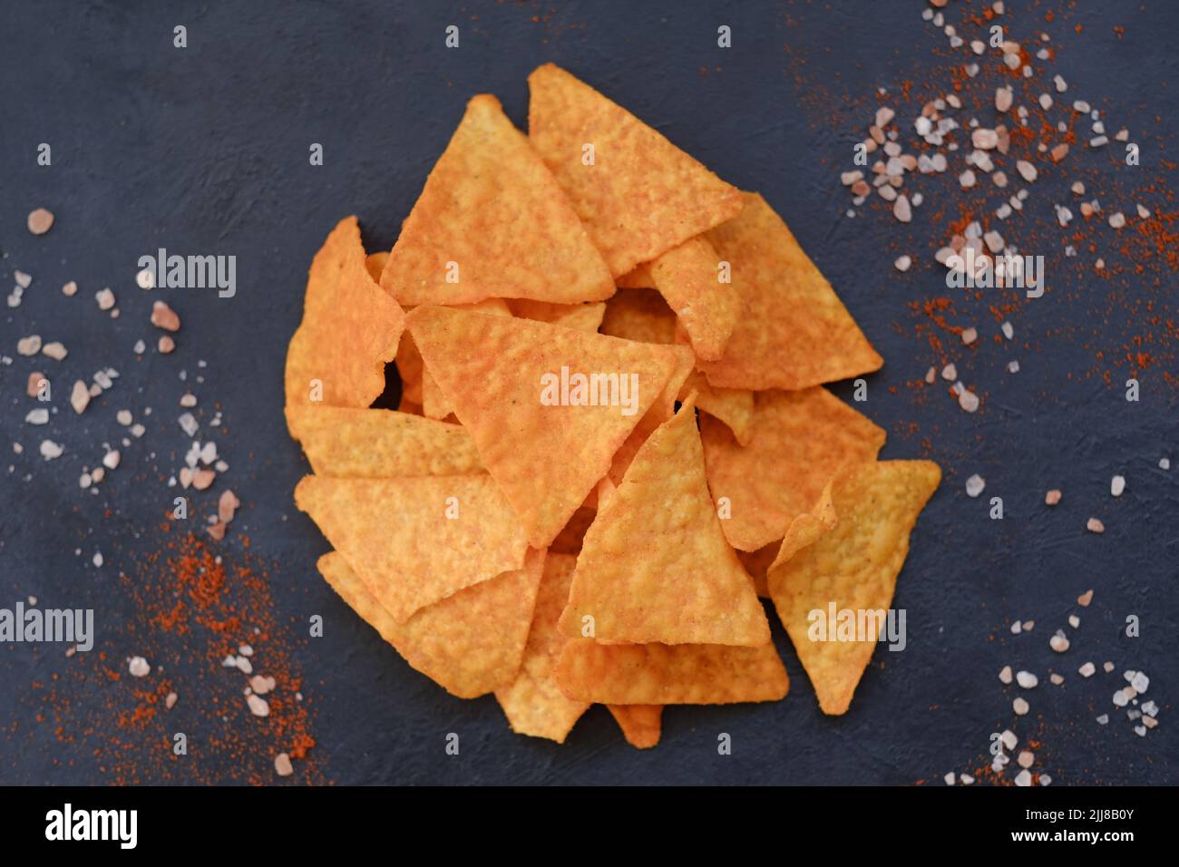 Junk-Fast-Food essen knusprige Nacho-Tortilla-Chips Stockfoto