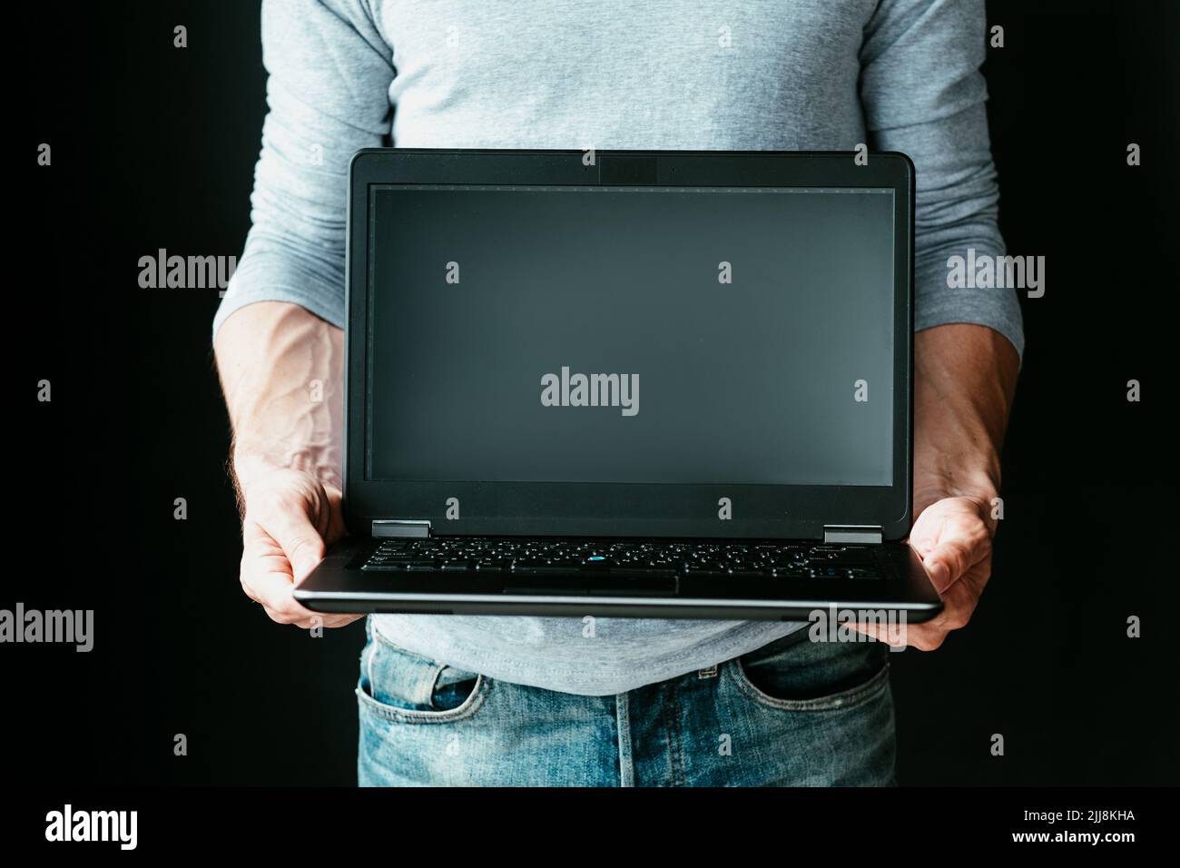 smm Website Förderung seo leeren Laptop-Bildschirm Stockfoto