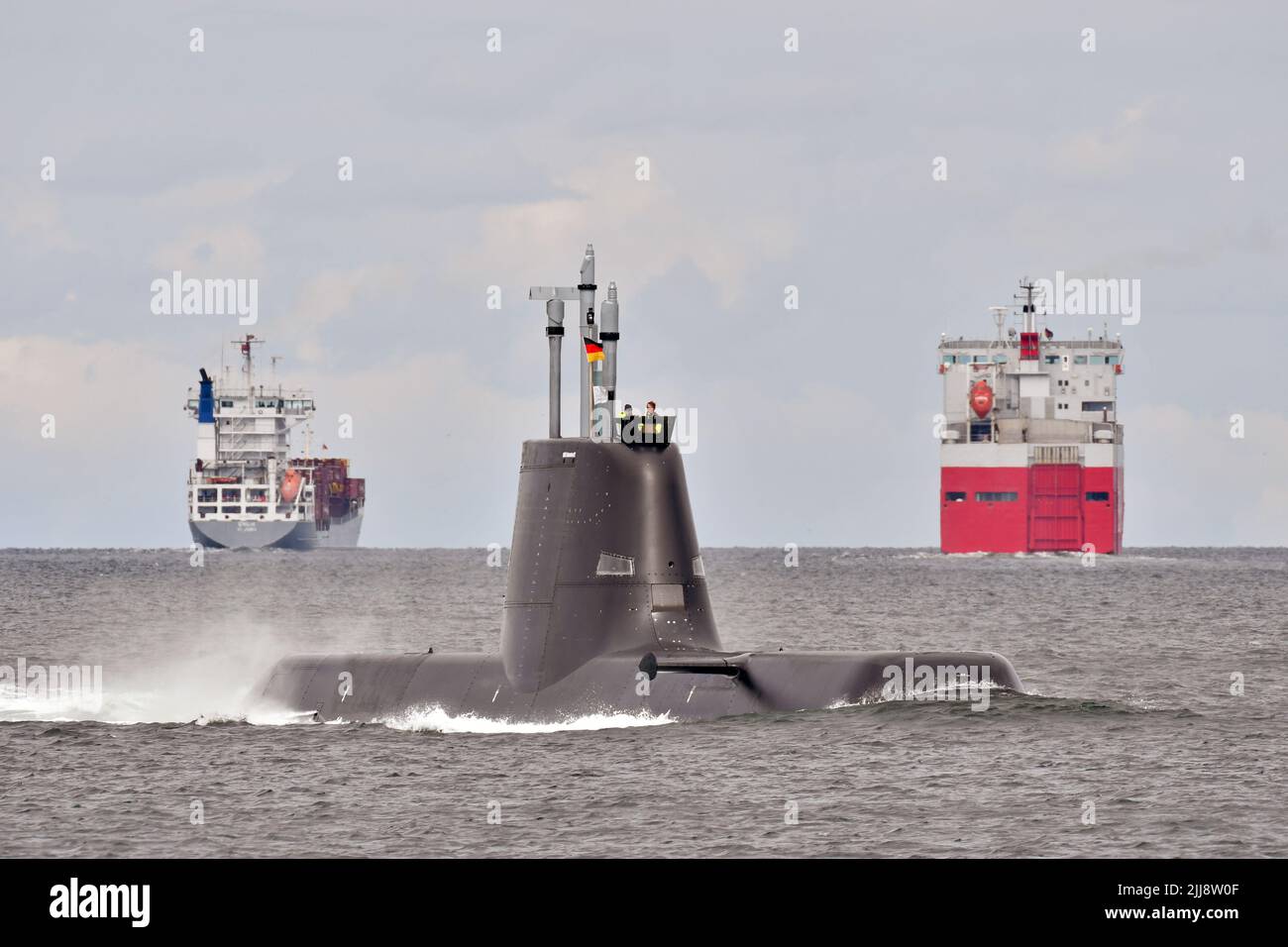 Subamrine RSS EINWANDFREIE Inbound für TKMS-Werft in Kiel, Rückkehr von satrials. Offizieller Name zu diesem Zeitpunkt: TKMS Submarine 02 Stockfoto