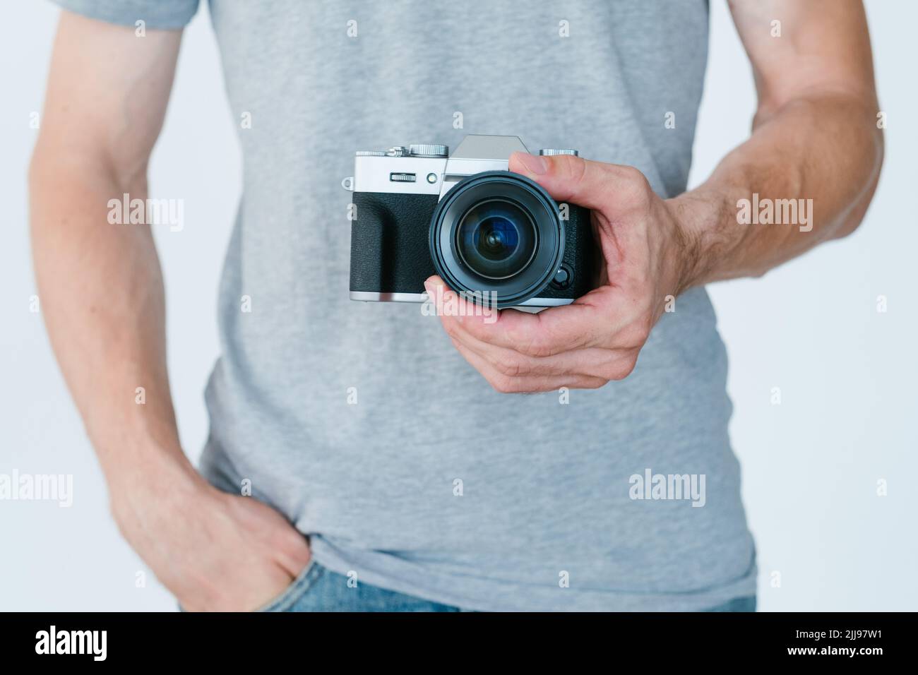 Fotografie Kunst kreativ Hobby Freizeit Mann Kamera Stockfoto