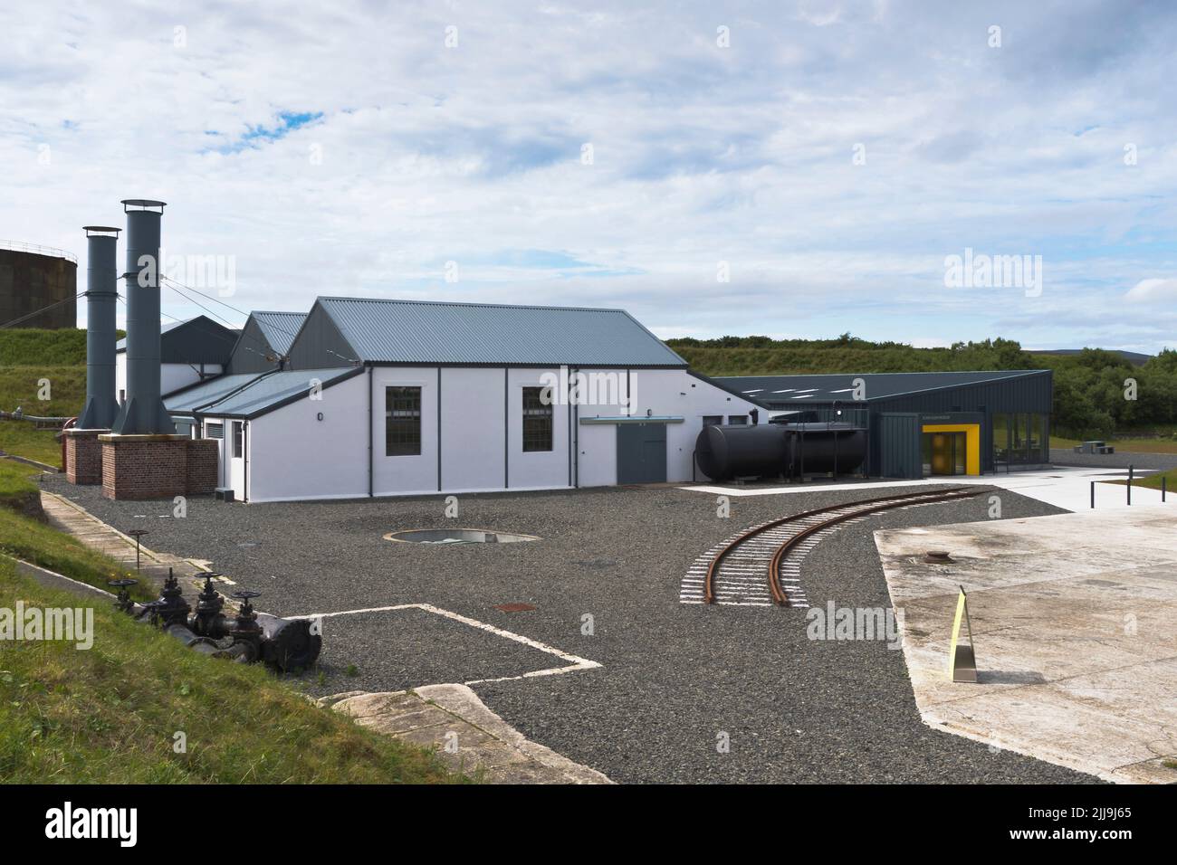 dh Lyness Scapa Flow Museum HOY ORKNEY Besucherzentrum Museumseingang Ölpumpenschuppen Stockfoto