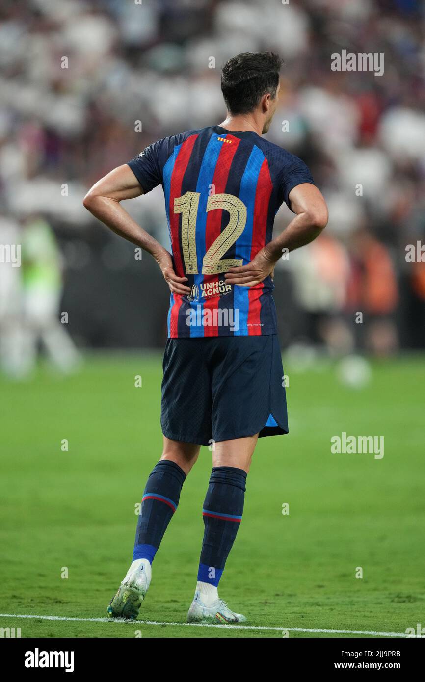 23. Juli 2022, Las Vegas, Las Vegas, NV, USA: LAS VEGAS, NV - 23. JULI: Robert Lewandowski von F.C Barcelona während des Fußballturniers zwischen Real Madrid und F.C Barcelona in Las Vegas, NV am 23. Juli 2022 in Las Vegas, USA. (Bild: © Louis Grasse/PX Imagens via ZUMA Press Wire) Stockfoto
