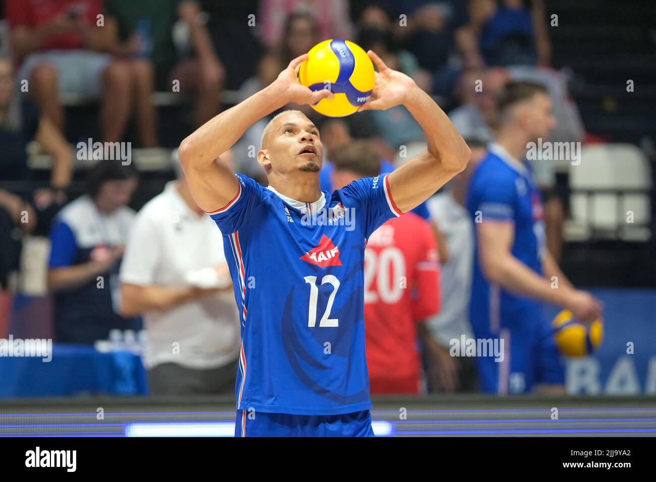 Bologna, Italien. 21.. Juli 2022. Volley Nations League 2022 - Viertelfinalspiel Frankreich gegen Japan Stockfoto