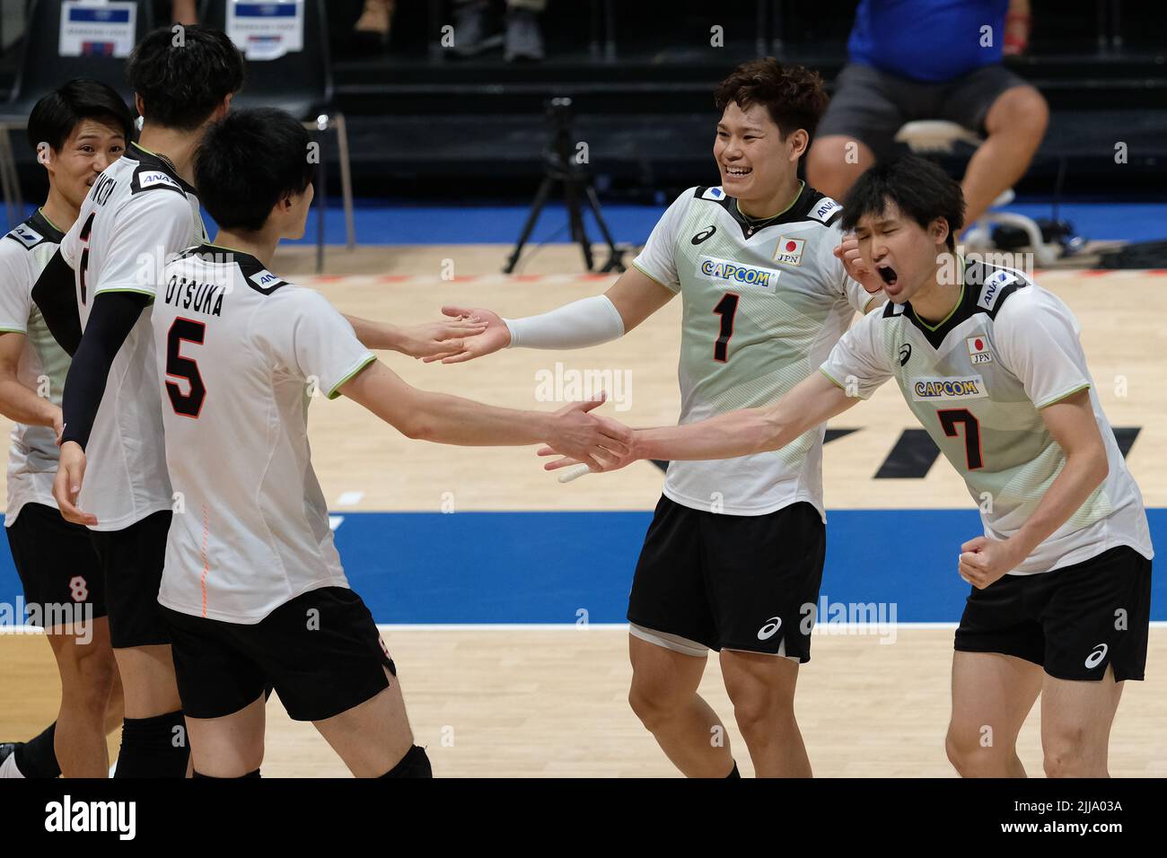 Bologna, Italien. 21.. Juli 2022. Volley Nations League 2022 - Viertelfinalspiel Frankreich gegen Japan Stockfoto