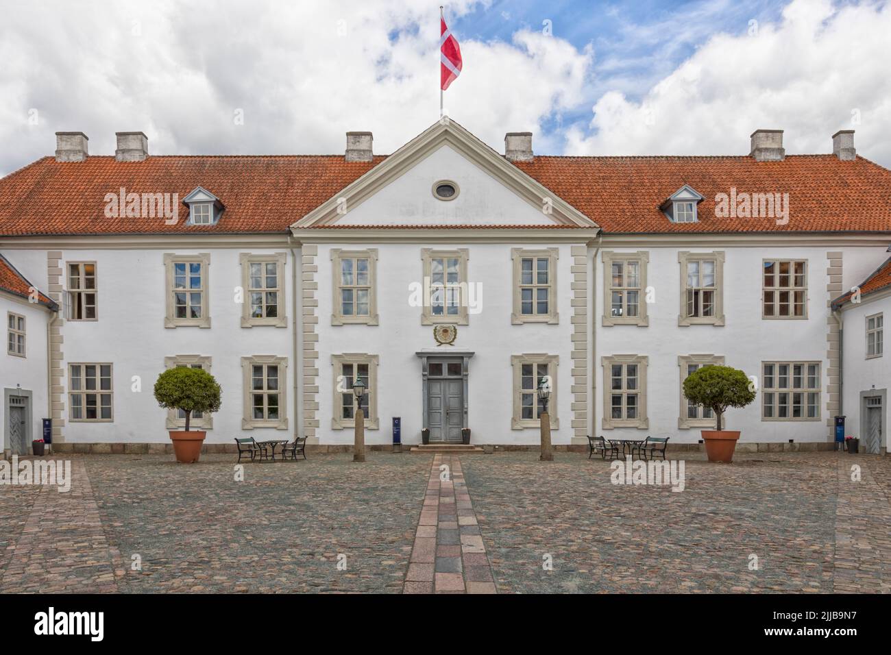 Innenhof des Odense Palace, ehemaliges Klostergebäude, das heute von der Stadtverwaltung von Odense, Dänemark, genutzt wird Stockfoto