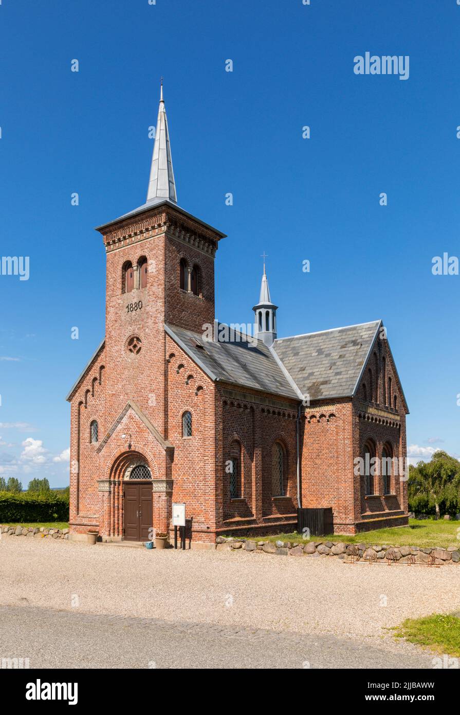 Ristinge Kapel, kleine Backsteinkirche in Humble Sogn, Langeland, Dänemark Stockfoto