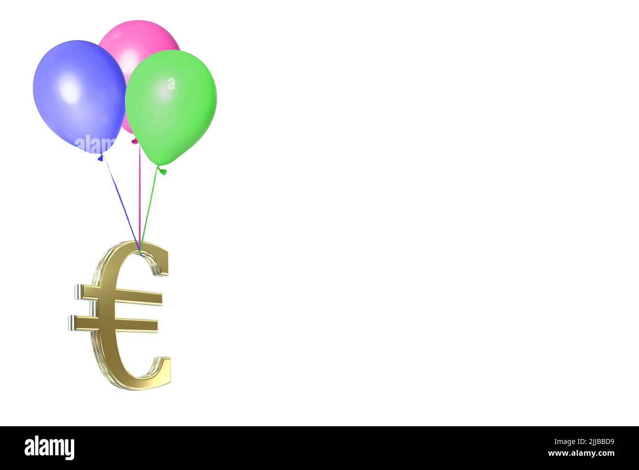 3D Gold Euro Währungssymbole Zeichen isoliert auf weißem Hintergrund Euro Inflation Konzept Stockfoto