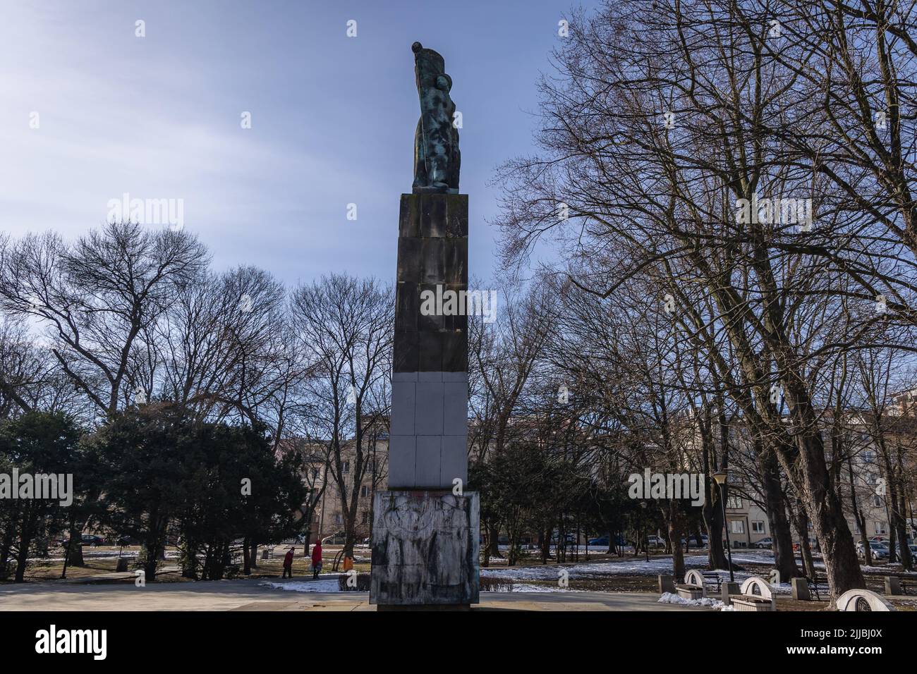 Dankesdenkmal der Roten Armee auf dem Opferplatz des Ghettos in Rzeszow, der größten Stadt im Südosten Polens, der Hauptstadt der Woiwodschaft Subkarpaten Stockfoto