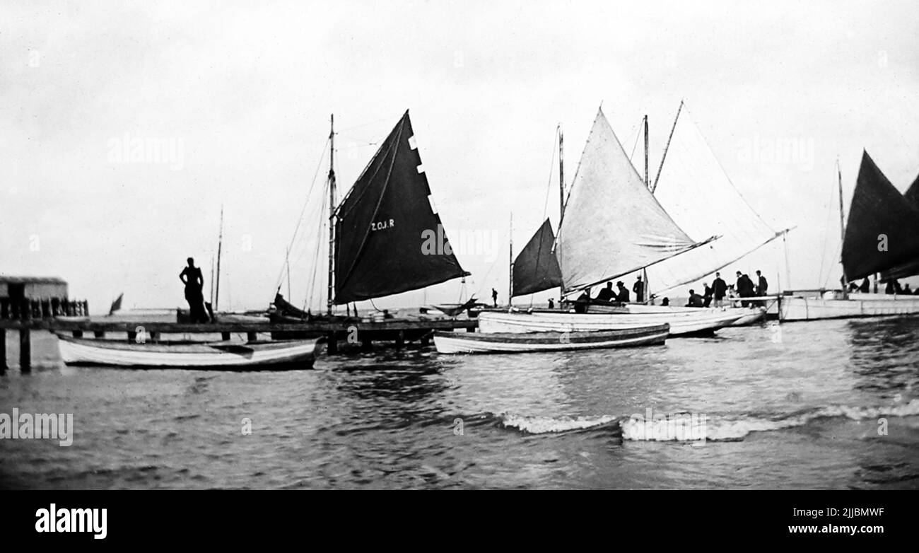Segelboote, Morecambe, Anfang 1900s Stockfoto
