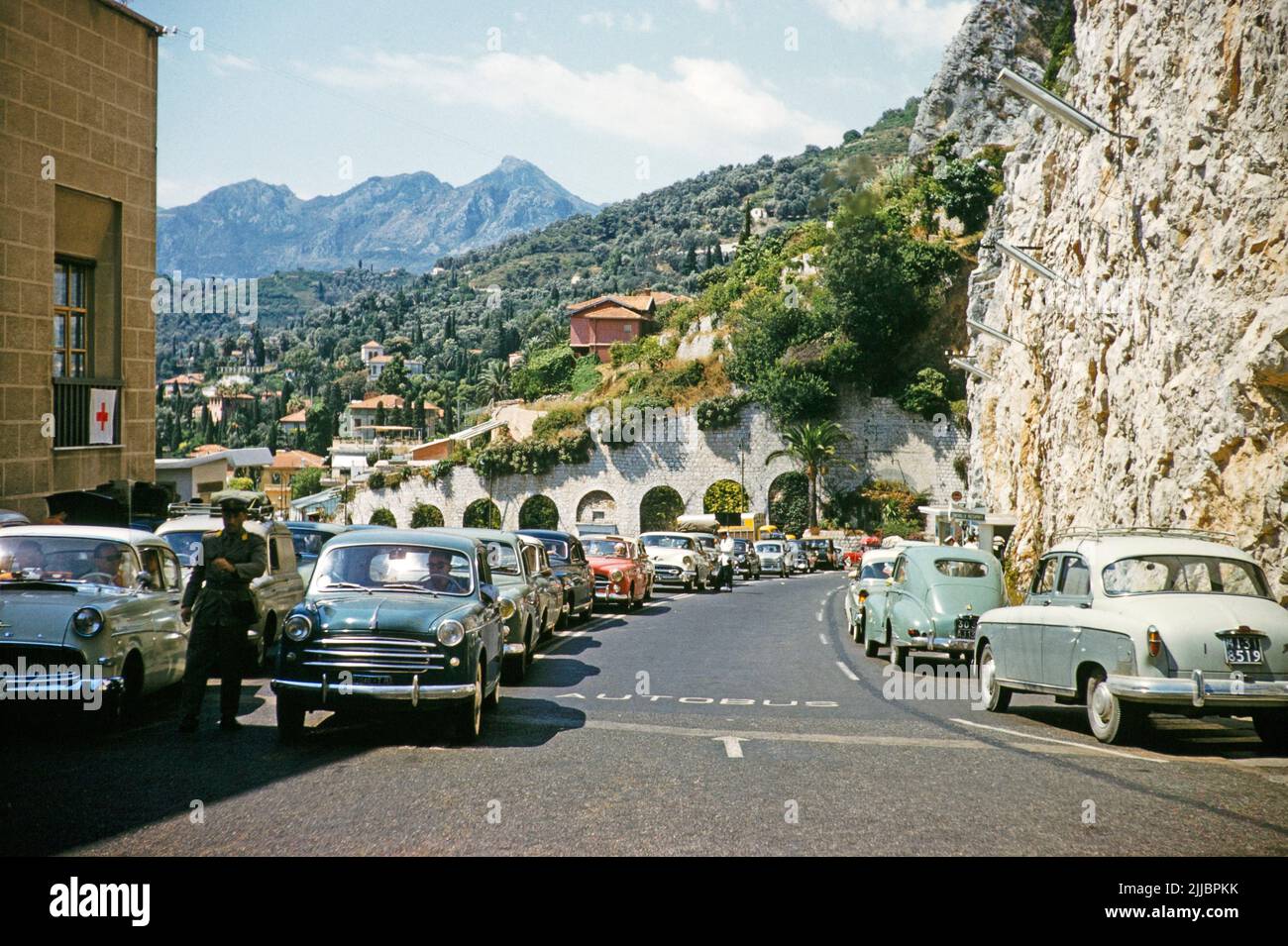 Grenzübergang an der Grenze zwischen Frankreich und Italien, Ponte de Luigi, Italien 1959 Stockfoto
