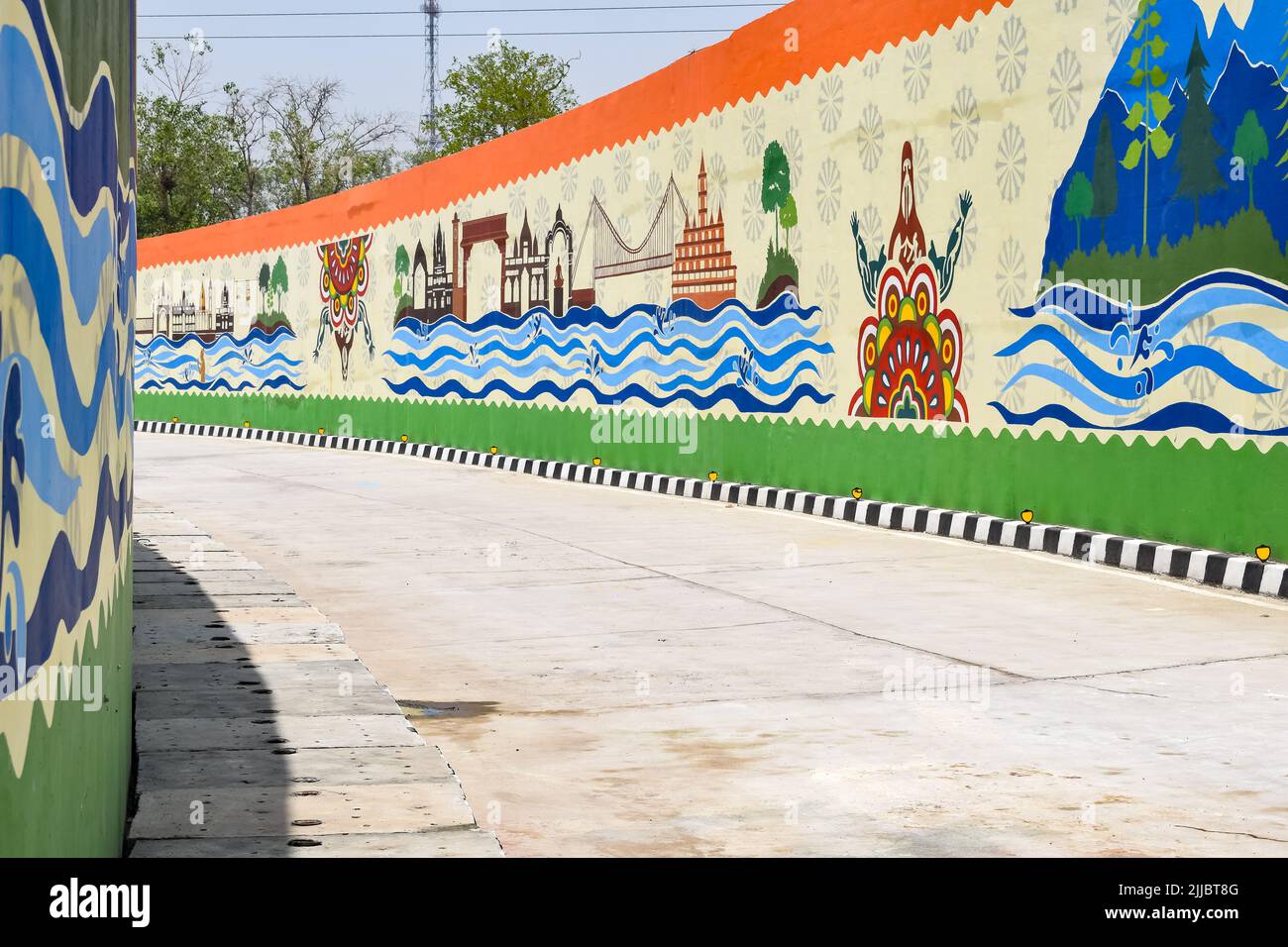 PM Narendra Modi widmen Pragati Tunnel und fünf Unterführung des Pragati Maidan Integrated Transit Corridor Project der Nation, Pragati Tunnel öffnet für Stockfoto