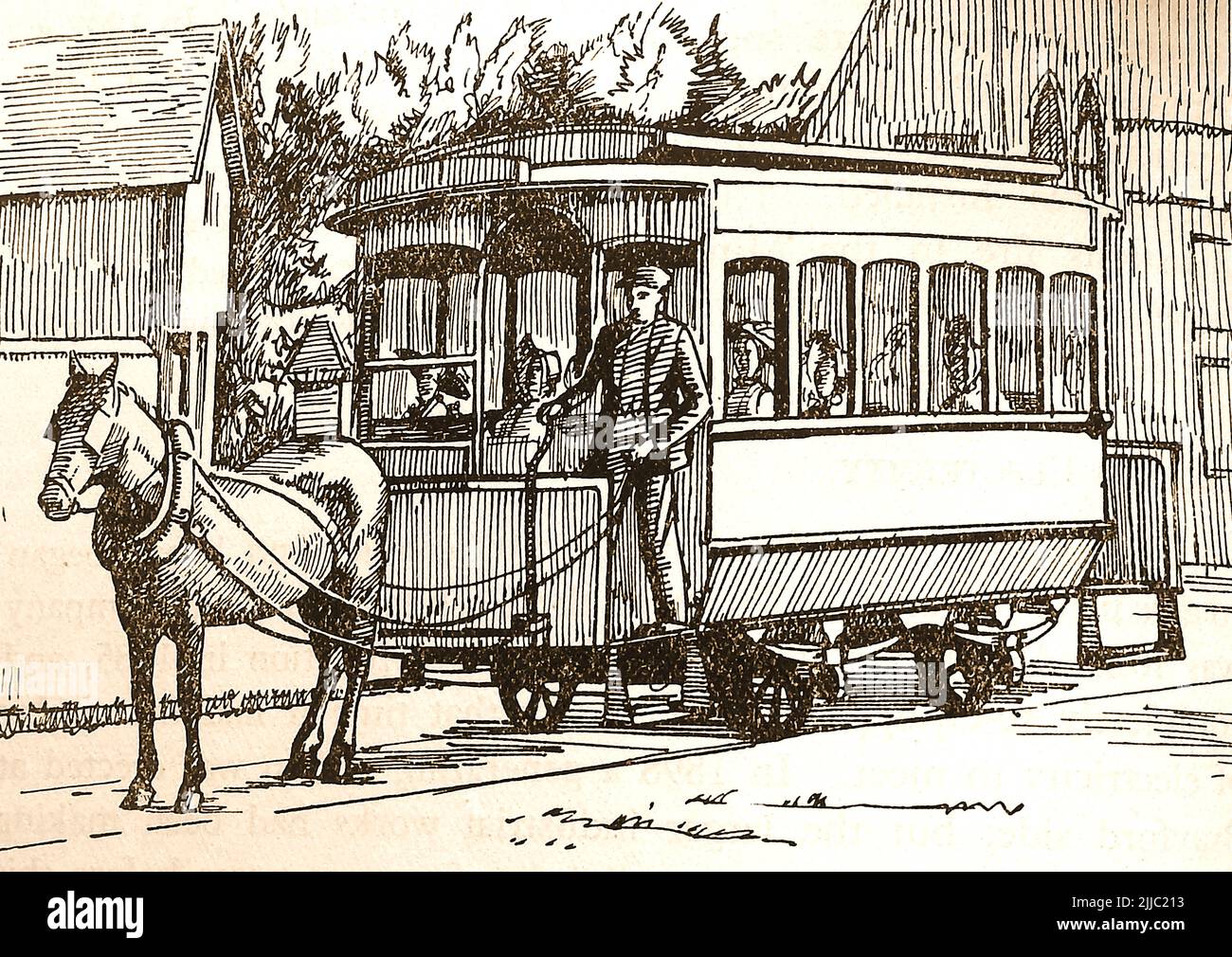 Geschichte von Lincoln, England - Eine 1904 Pferdestraßenbahn in Lincoln, England. Stockfoto