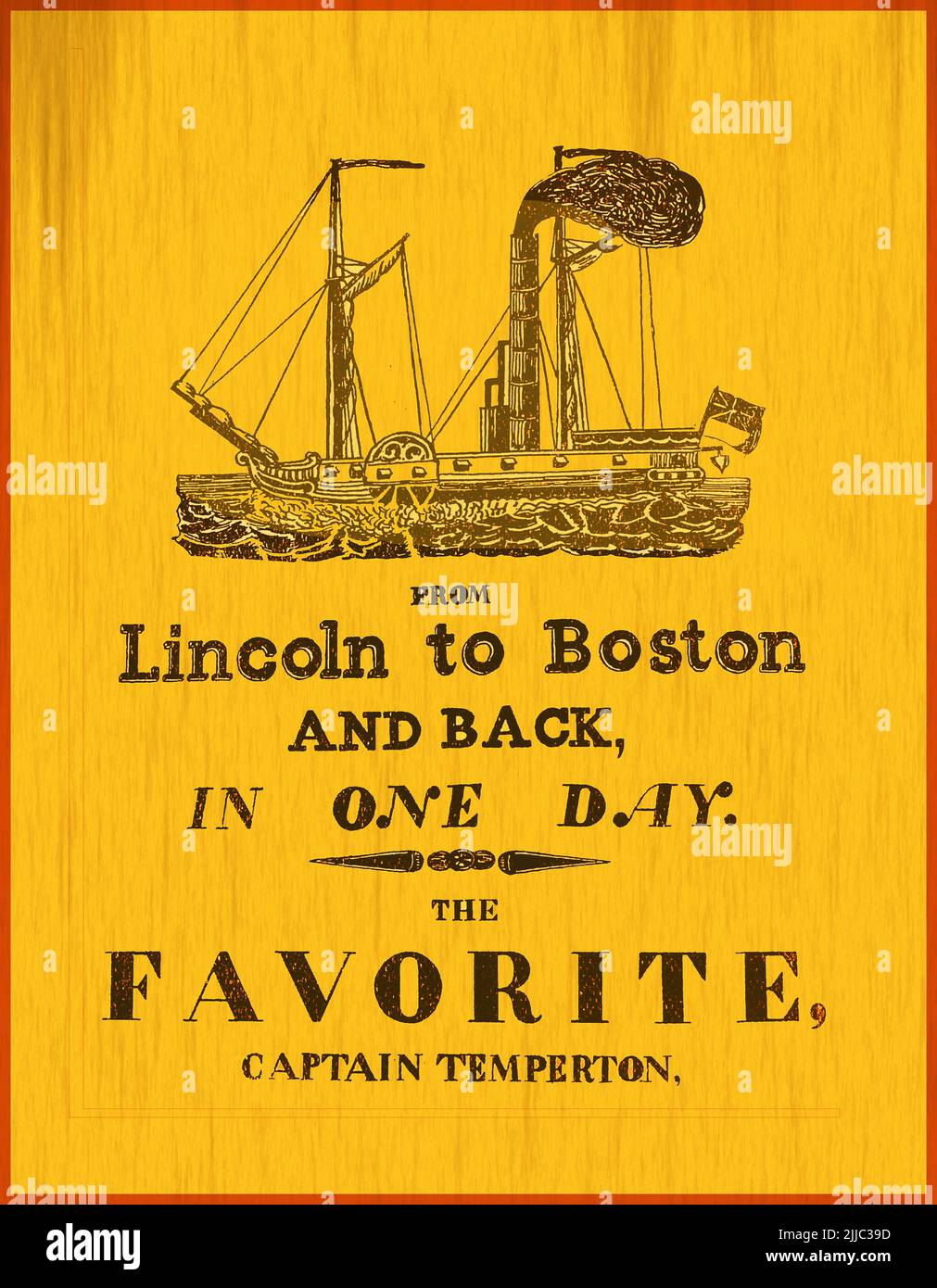 Geschichte von Lincoln, England - ein frühes Plakat, das den Witham Steamer anwirbt, der unter Captain Temperton zwischen Lincoln und Boston lief. Stockfoto