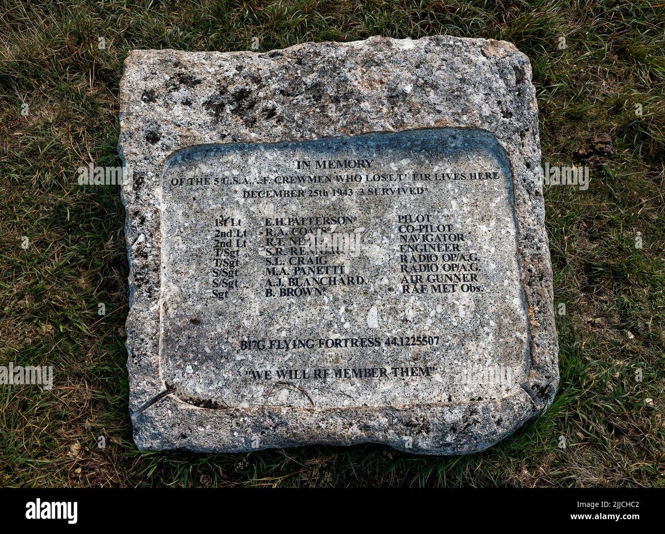 Denkmal für den Luftabsturz der Fliegenden Festung B17G 42-37869 Stockfoto