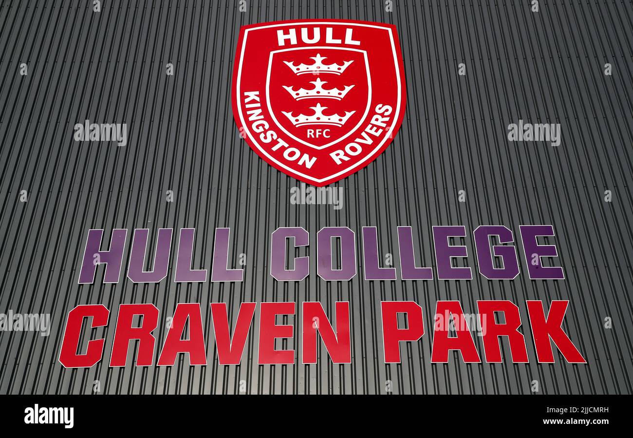 Aktenfoto vom 11-06-2021 vom Stadion des Craven Park, Hull. Hull KR wurde mit einer Geldstrafe von £4.000 bestraft - die Hälfte davon wurde suspendiert - nachdem homophobe Gesänge in dieser Saison bei Heimspielen gehört wurden, teilte die Rugby Football League mit. Ausgabedatum: Montag, 25. Juli 2022. Stockfoto