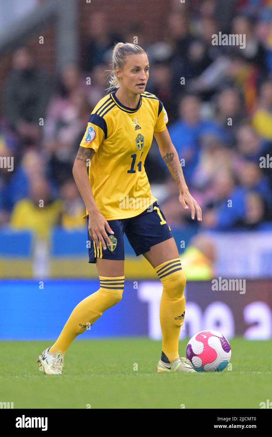 LEIGH - Nathalie Bjorn von Schweden Frauen während des Viertelfinalmatches der Frauen zwischen Schweden und Belgien am 21. Juli 2022 in Leigh, England. ANP | Dutch Height | GERRIT AUS KÖLN Stockfoto