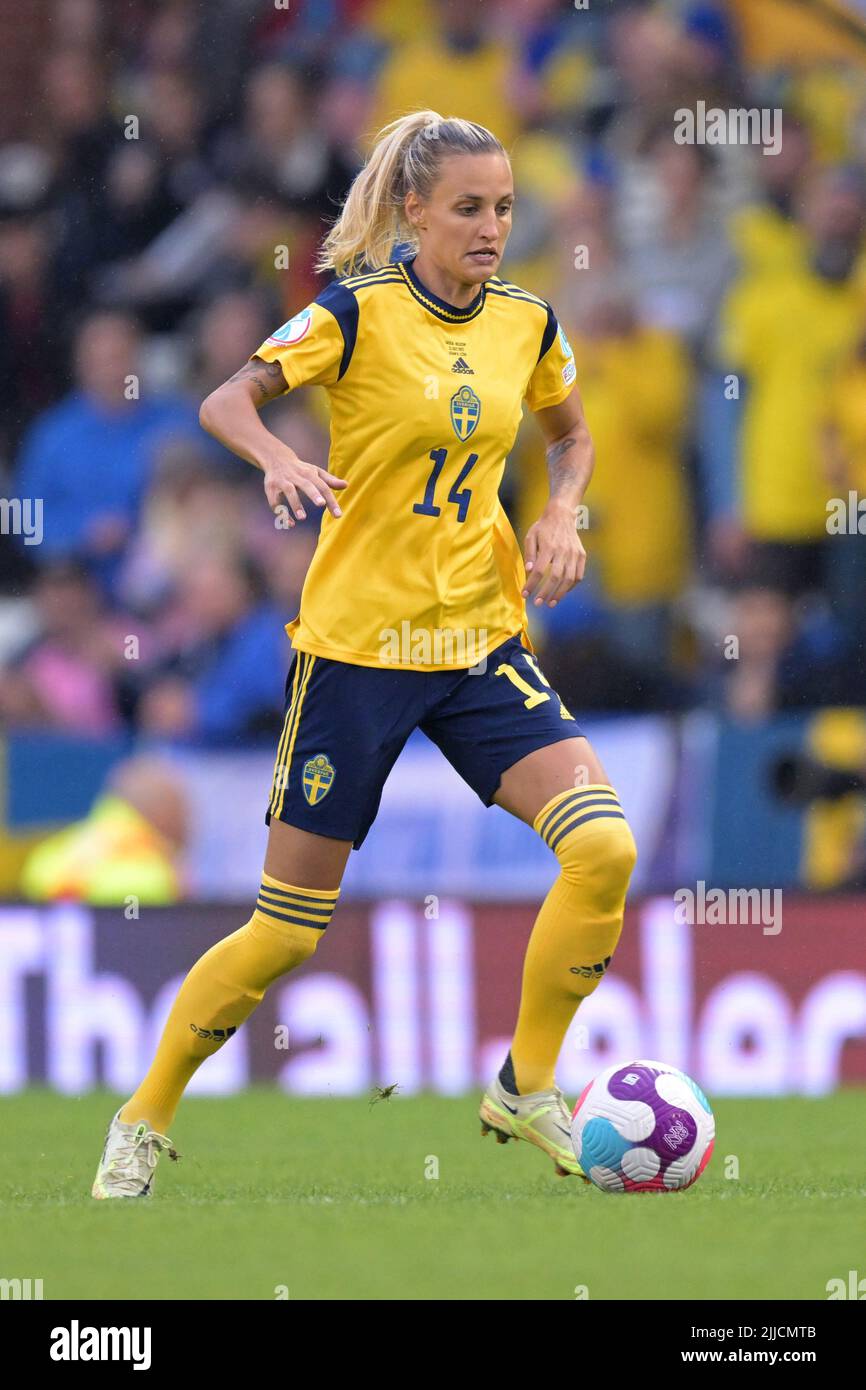 LEIGH - Nathalie Bjorn von Schweden Frauen während des Viertelfinalmatches der Frauen zwischen Schweden und Belgien am 21. Juli 2022 in Leigh, England. ANP | Dutch Height | GERRIT AUS KÖLN Stockfoto