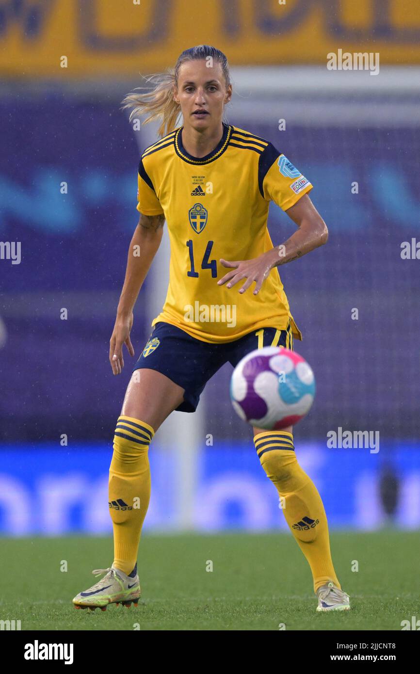 LEIGH - Nathalie Bjorn von Schweden Frauen während des Viertelfinalmatches der Frauen zwischen Schweden und Belgien am 21. Juli 2022 in Leigh, England. ANP | Dutch Height | GERRIT AUS KÖLN Stockfoto