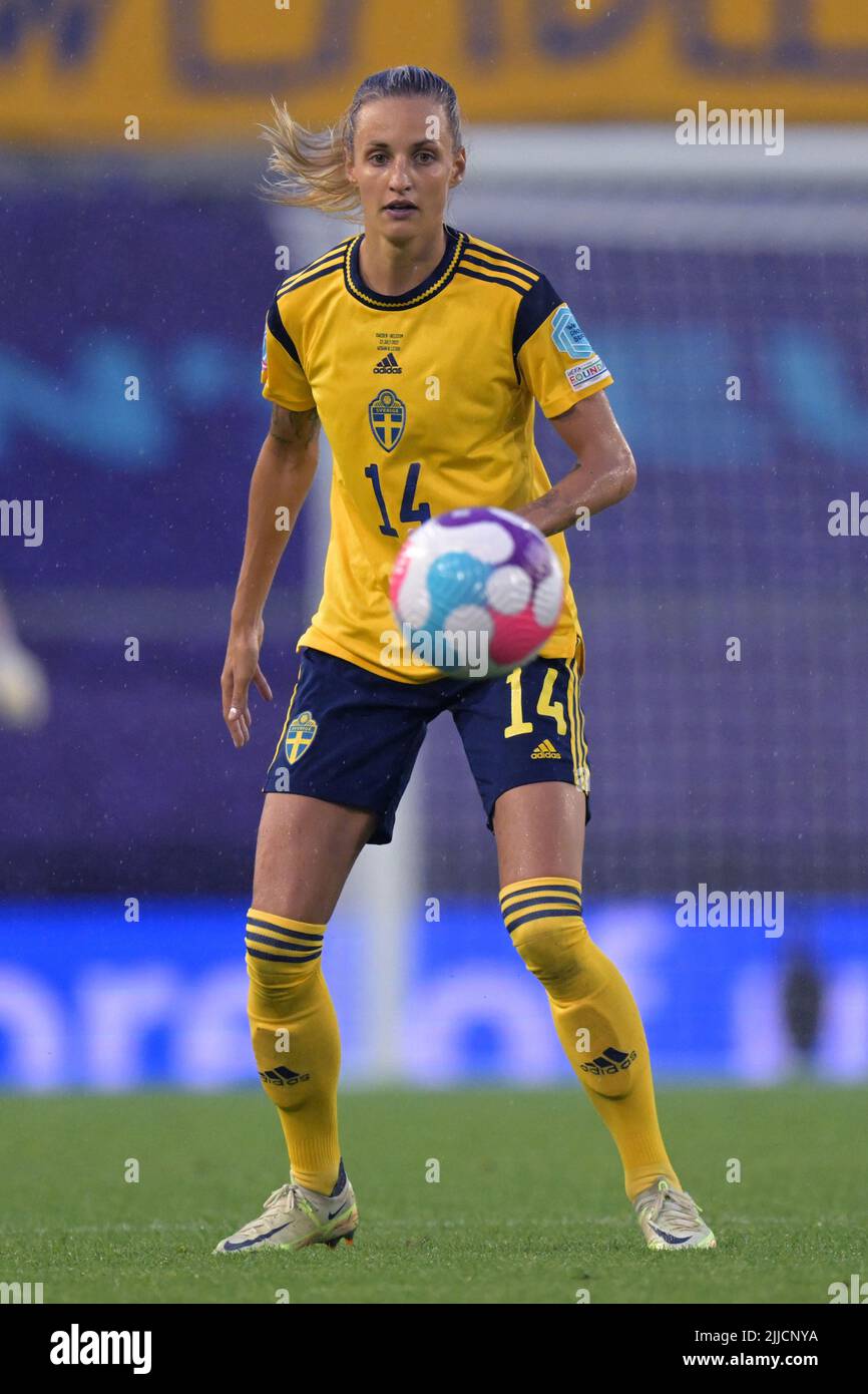 LEIGH - Nathalie Bjorn von Schweden Frauen während des Viertelfinalmatches der Frauen zwischen Schweden und Belgien am 21. Juli 2022 in Leigh, England. ANP | Dutch Height | GERRIT AUS KÖLN Stockfoto