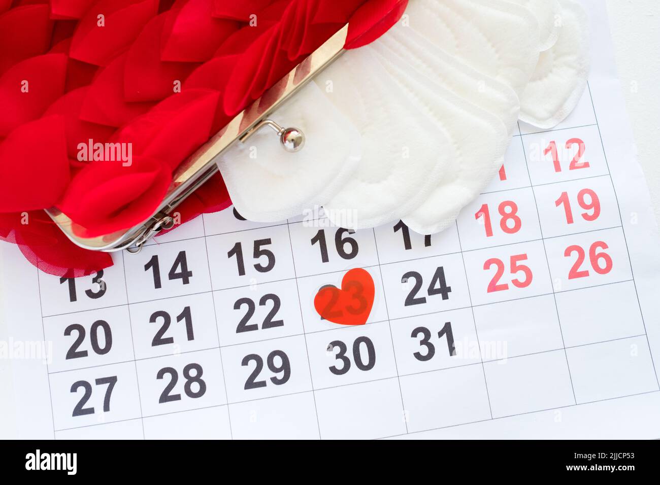 Monatliche Menstruationszyklus weibliche Kalender Physiologie Stockfoto